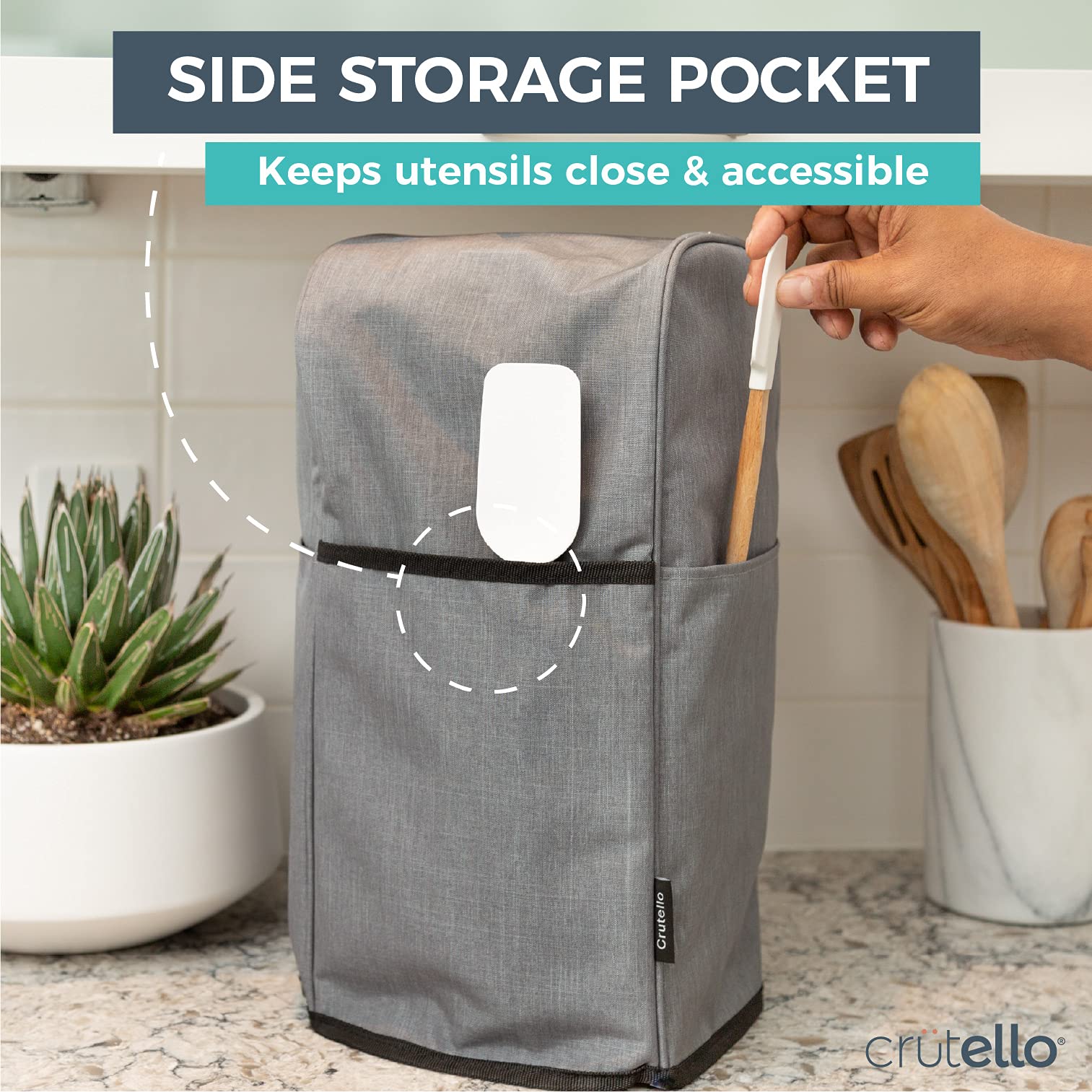 Crutello - Funda para procesador de alimentos con bolsillos de almacenamiento para grandes procesadores personalizados de 11 a 14 tazas, cubiertas para electrodomésticos de cocina, para encimera de