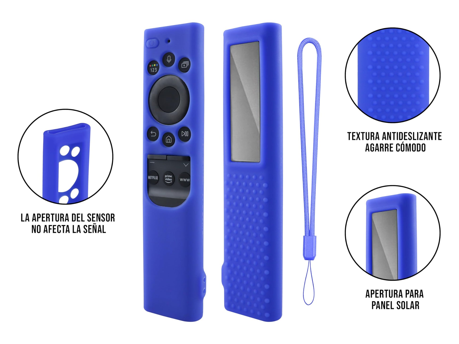 CONTROL EXPERT Funda para Control Samsung 4k Case Panel Solar Smart TV Pantalla Bn59-01363a, Bn59-01385d, Bn59-01357a Silicon Protector (Azul)