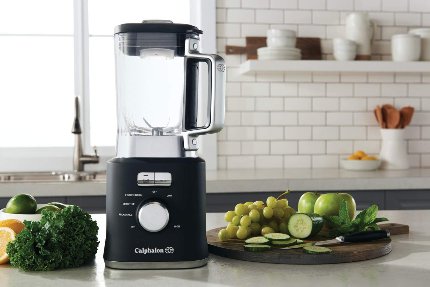 Calphalon Precision Control - Licuadora (50 onzas) con base de 900 vatios y tarro Tritan sin BPA, color negro mate