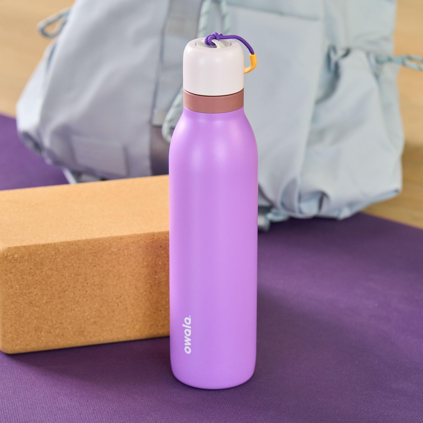 Botella de Agua Owala FreeSip Morada con Popote de Acero Inoxidable para Deportes y Viajes