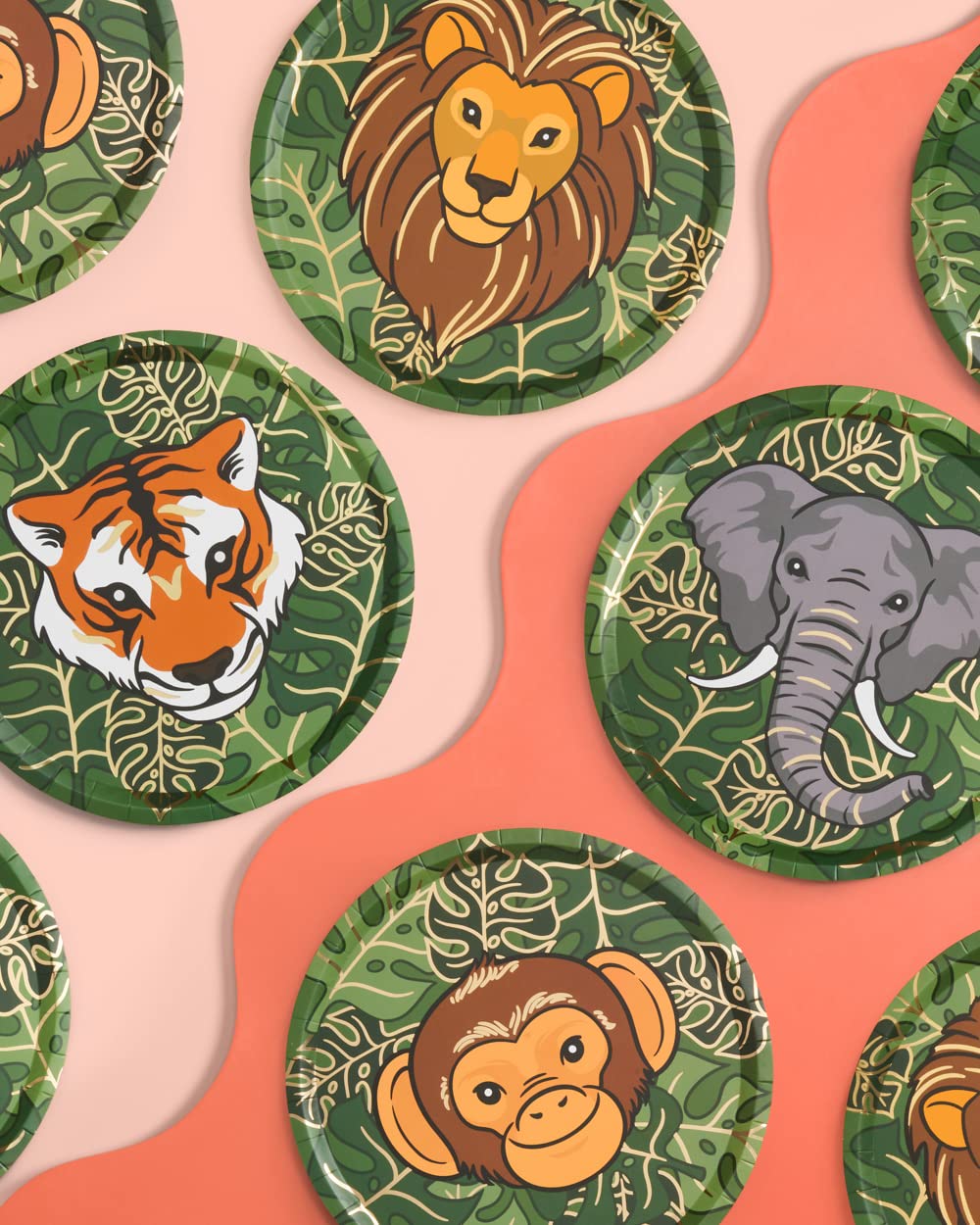 Platos de Papel xo, Fetti Jungle Dorado Safari 9 Pulgadas Paquete de 24