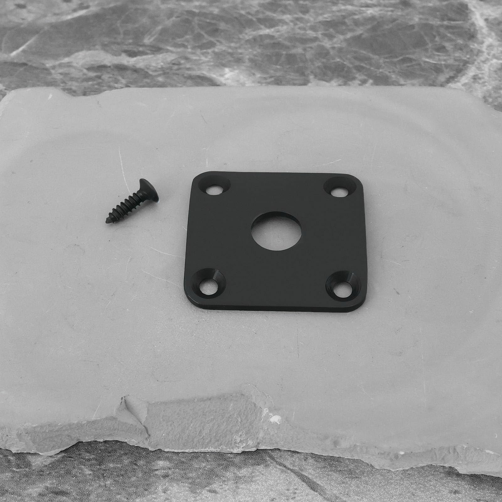 YINETTECH - Cubierta de enchufe de guitarra eléctrica cuadrada de chapa de metal de 35 x 35 mm, apertura de 10 mm, con tornillos compatibles con Gibson Les Paul se adapta a Jack de 1/4 pulgadas, color