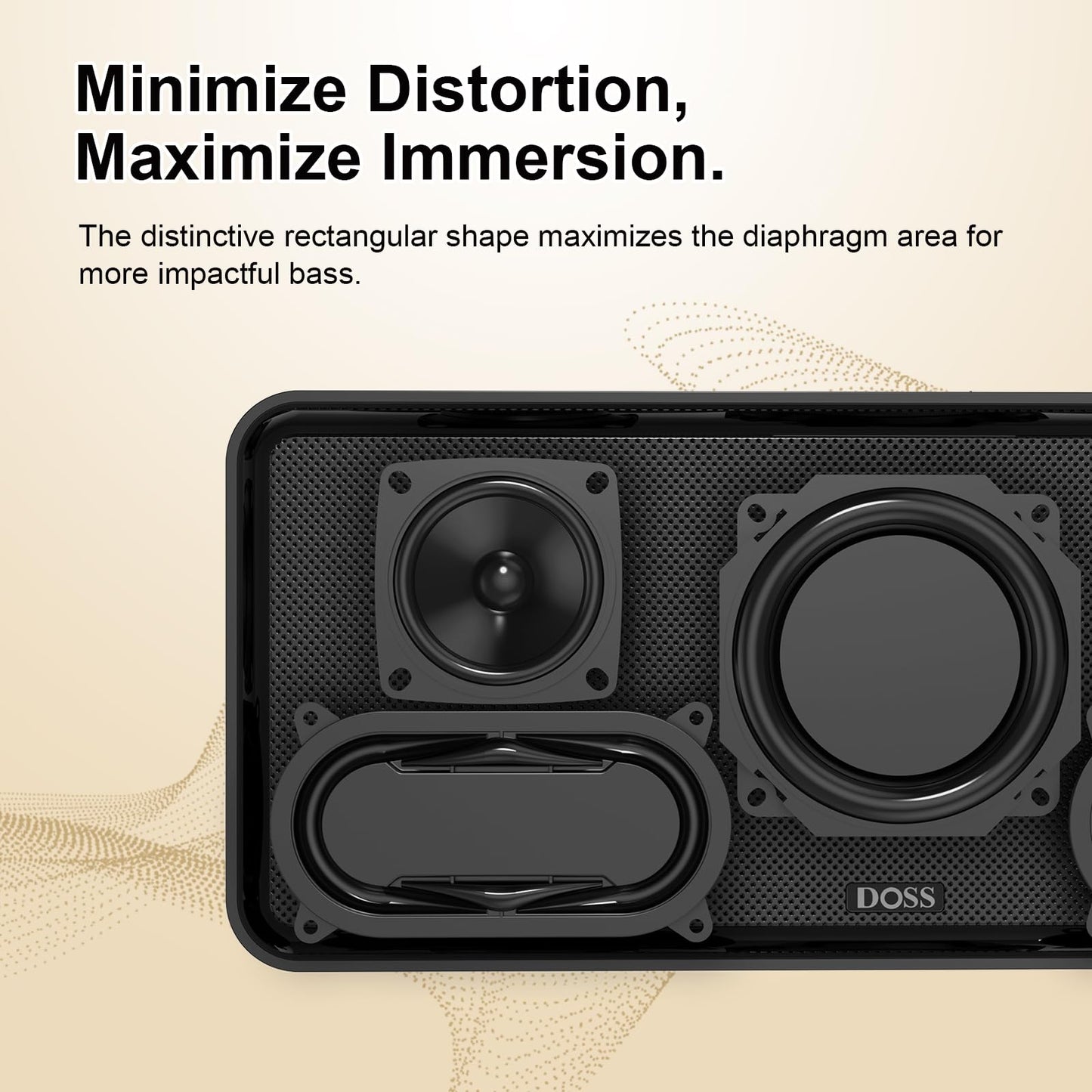 DOSS SoundBox XL - Altavoz Bluetooth con subwoofer, sonido fuerte de 32 W con graves en auge, tecnologías DSP, tiempo de reproducción de 10 horas, USB-C, TWS, canal de audio 2.1 para el hogar,