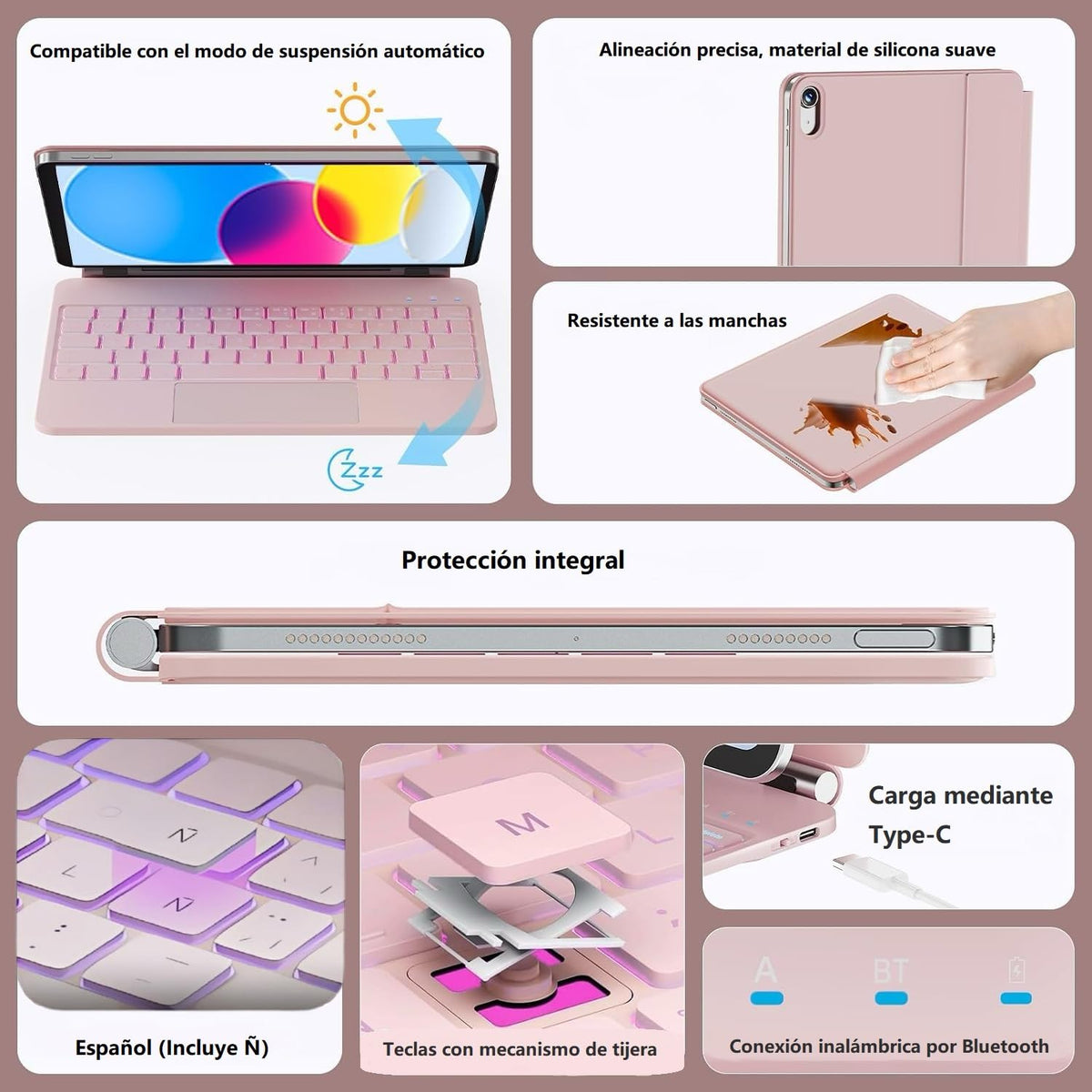 Teclado Magic MUINJOJM Compatible iPad 11ª Generación 2025 y 10ª 2022