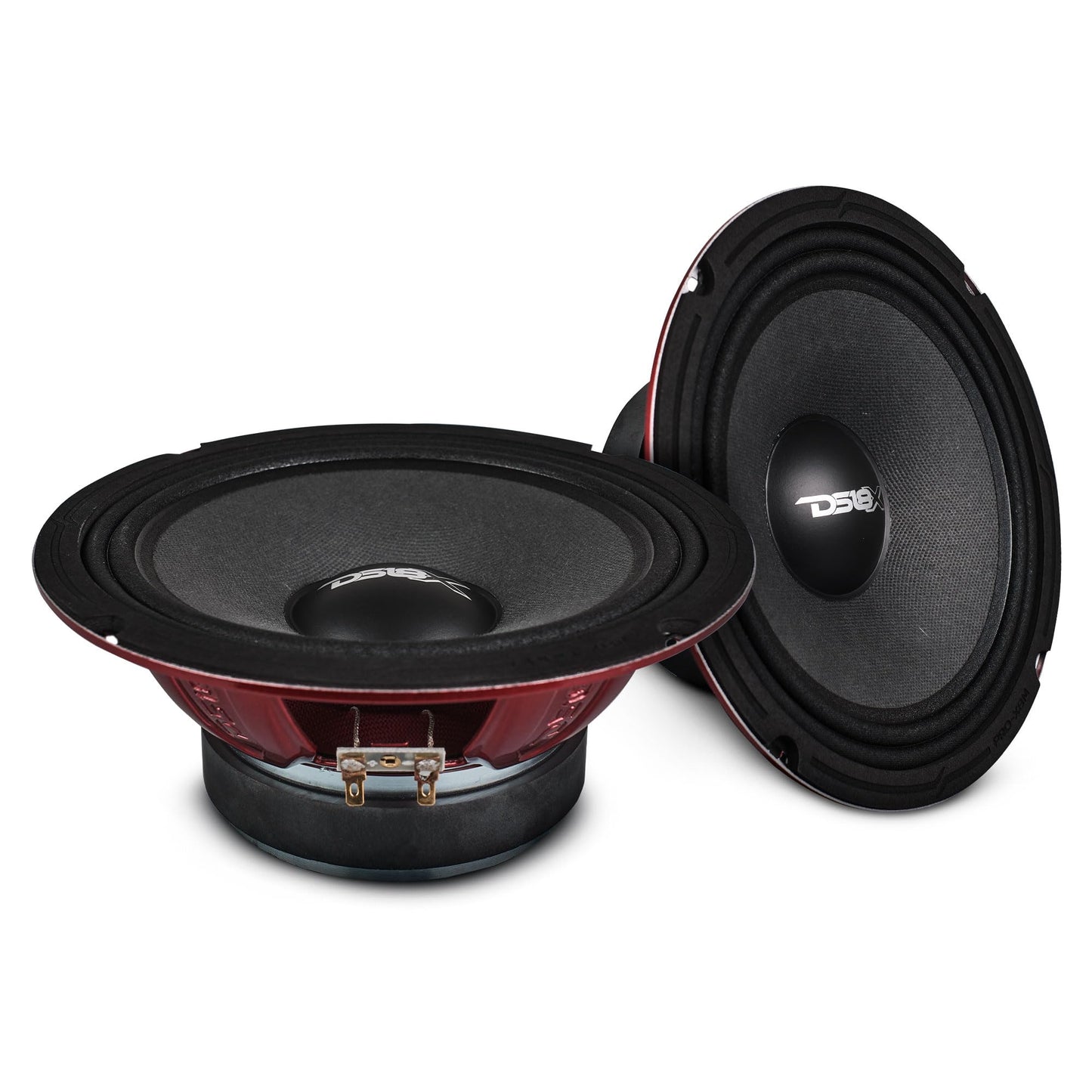 DS18 Pro-X8.4M - Altavoz de 8 Pulgadas, Rango Medio, Cesta de Acero Rojo, 550 W máximo, 275 W RMS, 4 ohmios - Altavoces de Puerta de Audio de Calidad Premium para Sistema de Sonido estéreo de Coche o