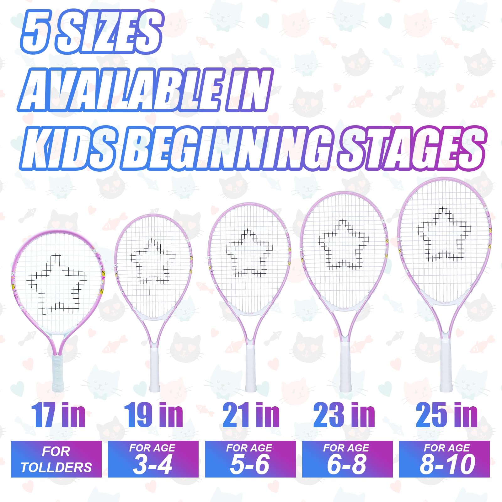 AMA SPORT - Raqueta de tenis para niños pequeños, kit de iniciación de 21 pulgadas, color rosa para niña con bolsa de hombro (rosa bebé, 21)