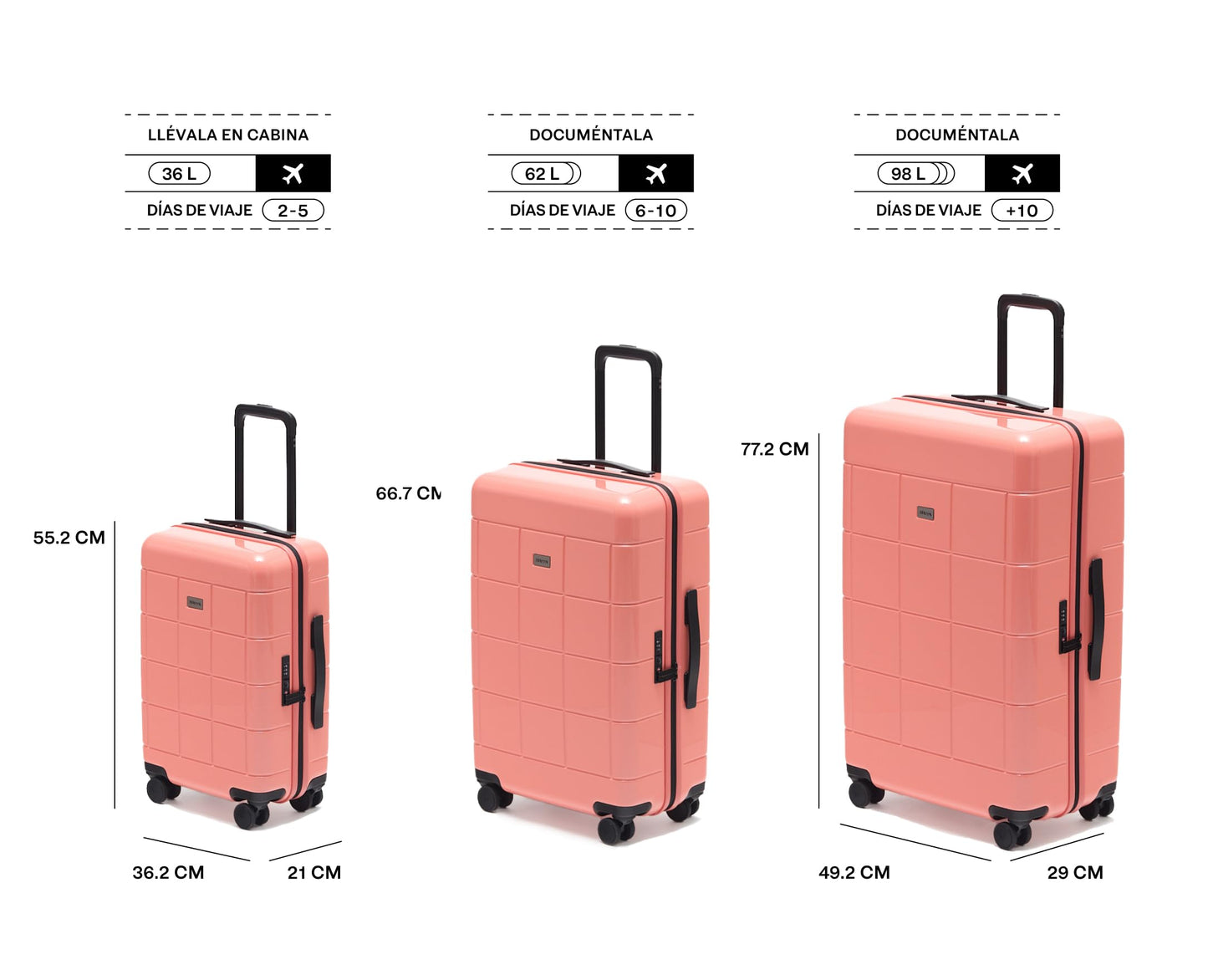 Mappa Lite - Maleta de Viaje Rígida y Ligera con 3 Años de Garantía, Hecha de Makrolon y ABS, 4 Ruedas Giratorias 360 con Tecnología Japonesa Hinomoto, Candado TSA, Correas Ajustables