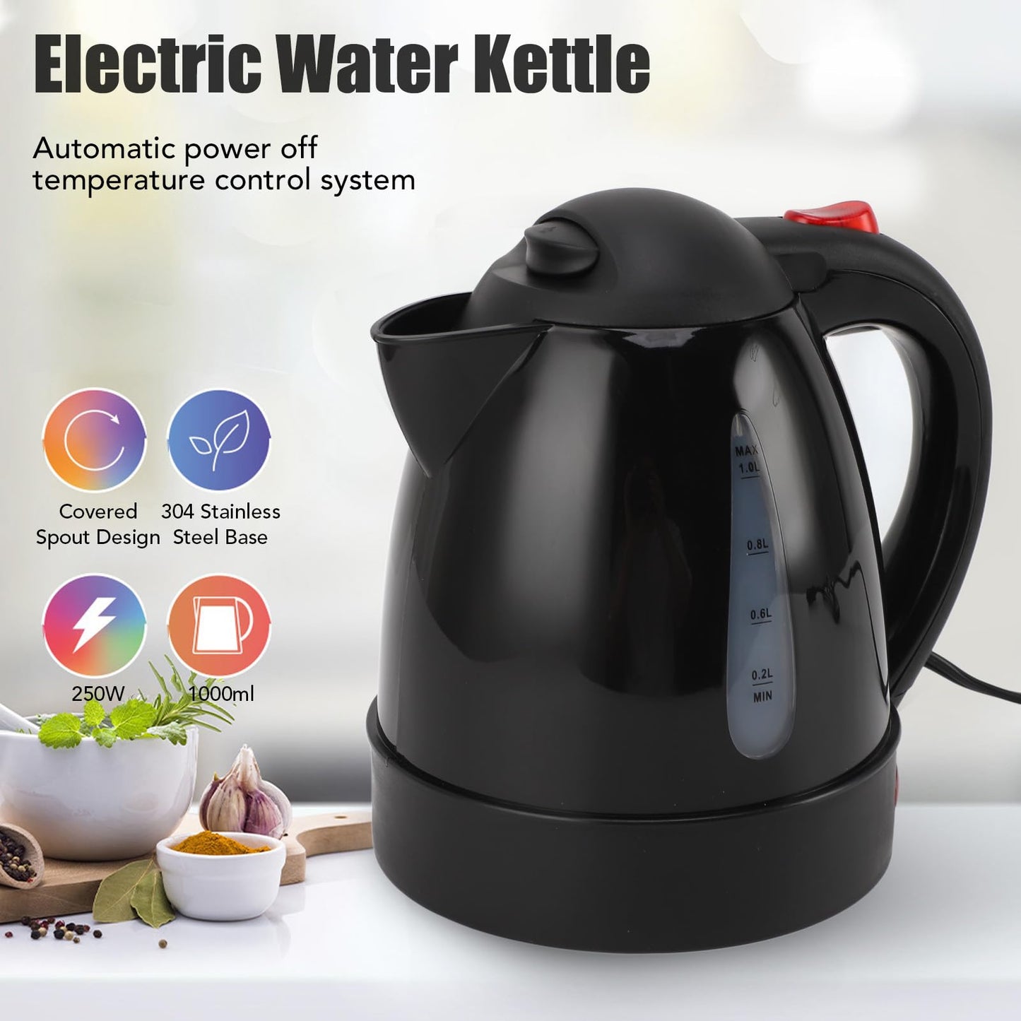 Hervidor Eléctrico de Viaje de 24 V para Camión de Coche, Taza Calefactora de Coche de 1000 Ml con Apagado Automático, Hervidor de Agua Caliente Portátil de Acero Inoxidable 304