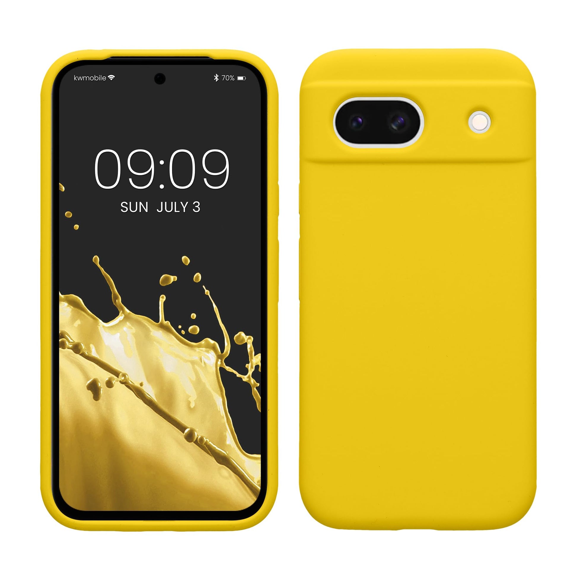 kwmobile Carcasa Compatible con Google Pixel 8a Funda - Case TPU y Silicona antigolpes - Apto Carga inalámbrica - Amarillo chillón