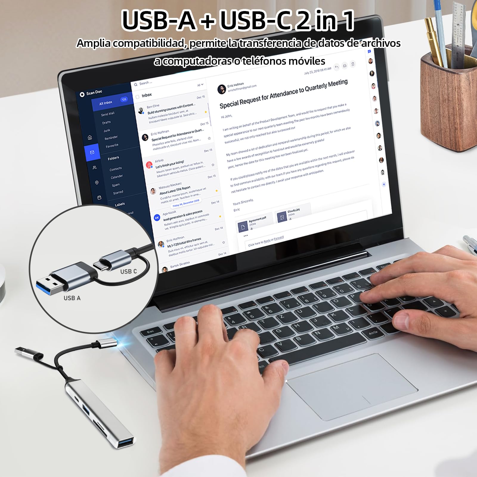 JUGLUTE USB C Hub, 5 en 1 Adaptador USB C Multipuerto Aluminio a Tarjetas SD/MicroSD, USB 3.0 y 2.0, PD Carga Compatible Hub USB con MacBook M1 M2 Pro Air iPad iPhone 16 Galaxy S24