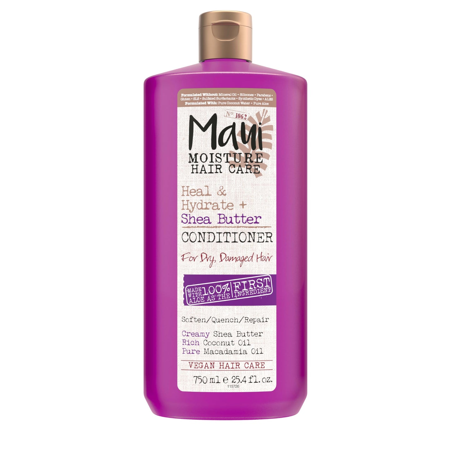 Maui Moisture Acondicionador Heal & Hydrate con Manteca de Karité, para Cabello Seco y Dañado, Vegano, 750 ml