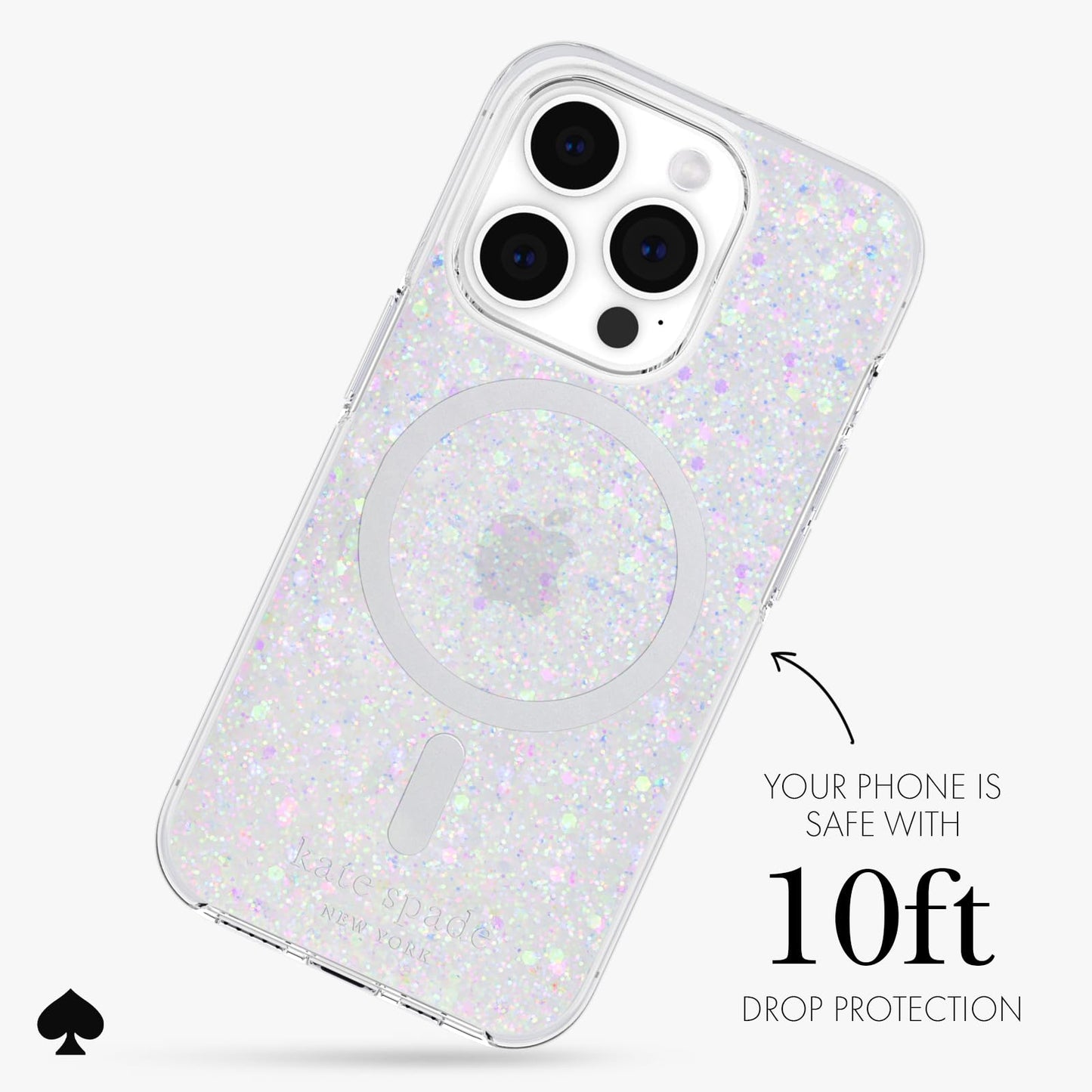 Kate Spade Nueva York - Funda para iPhone 15 Pro, Compatible con MagSafe - Iridiscente de Brillantina Gruesa