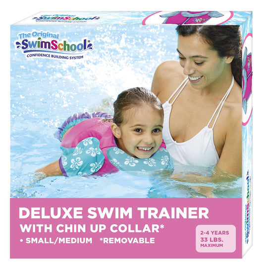 Chaleco de Natación Swimschool Rosa y Aguamarina con Mangas y Correa Ajustable