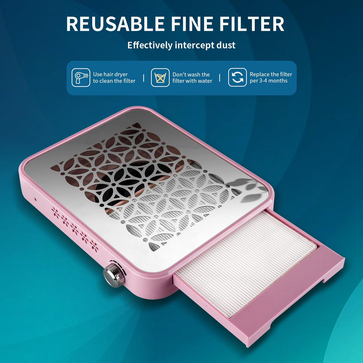 Aspirador De Polvo Para Uñas Ayshone Blanco 2 Filtros Reutilizables Potente Para Principiantes Manicura y Pedicura