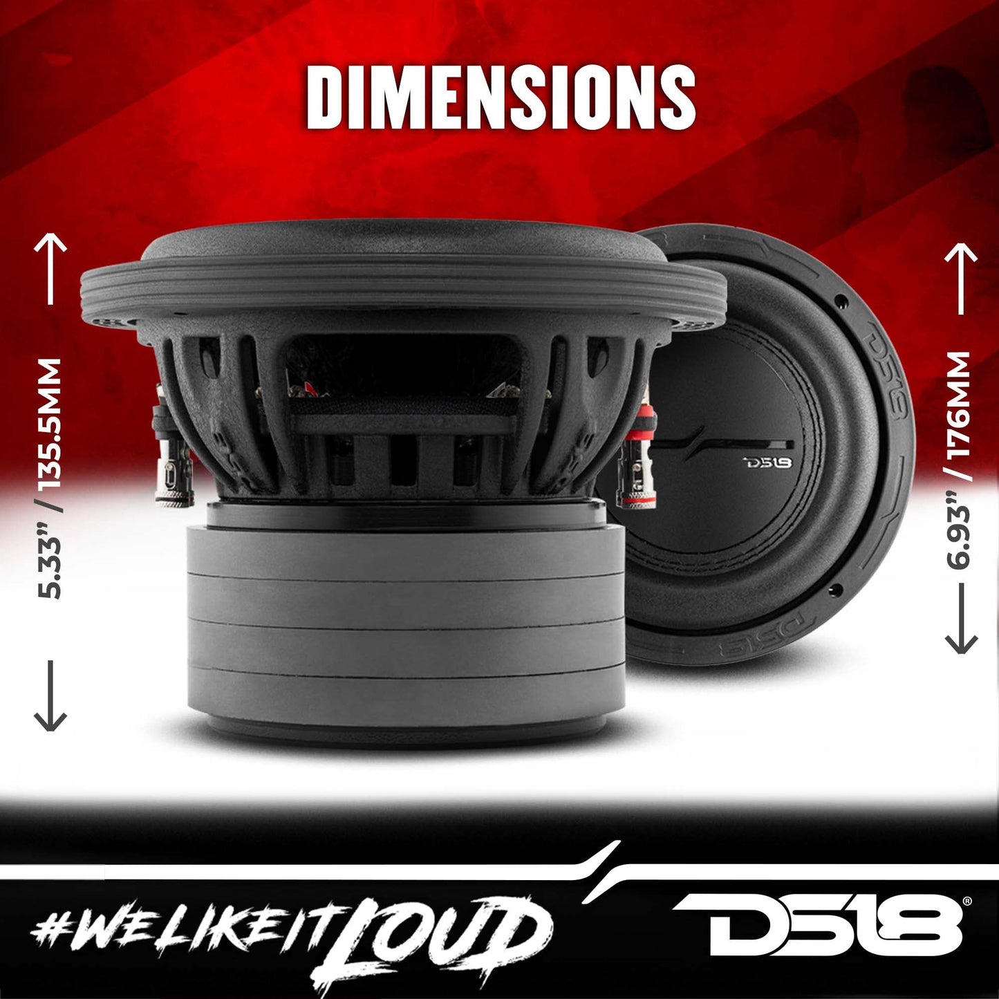 DS18 ZXI6.4D - Subwoofer de Audio para Coche de Alta excursión de 6.5 Pulgadas, 700 W, Bobina de Voz Dual de 4 ohmios, 4 imanes (1 Altavoz)