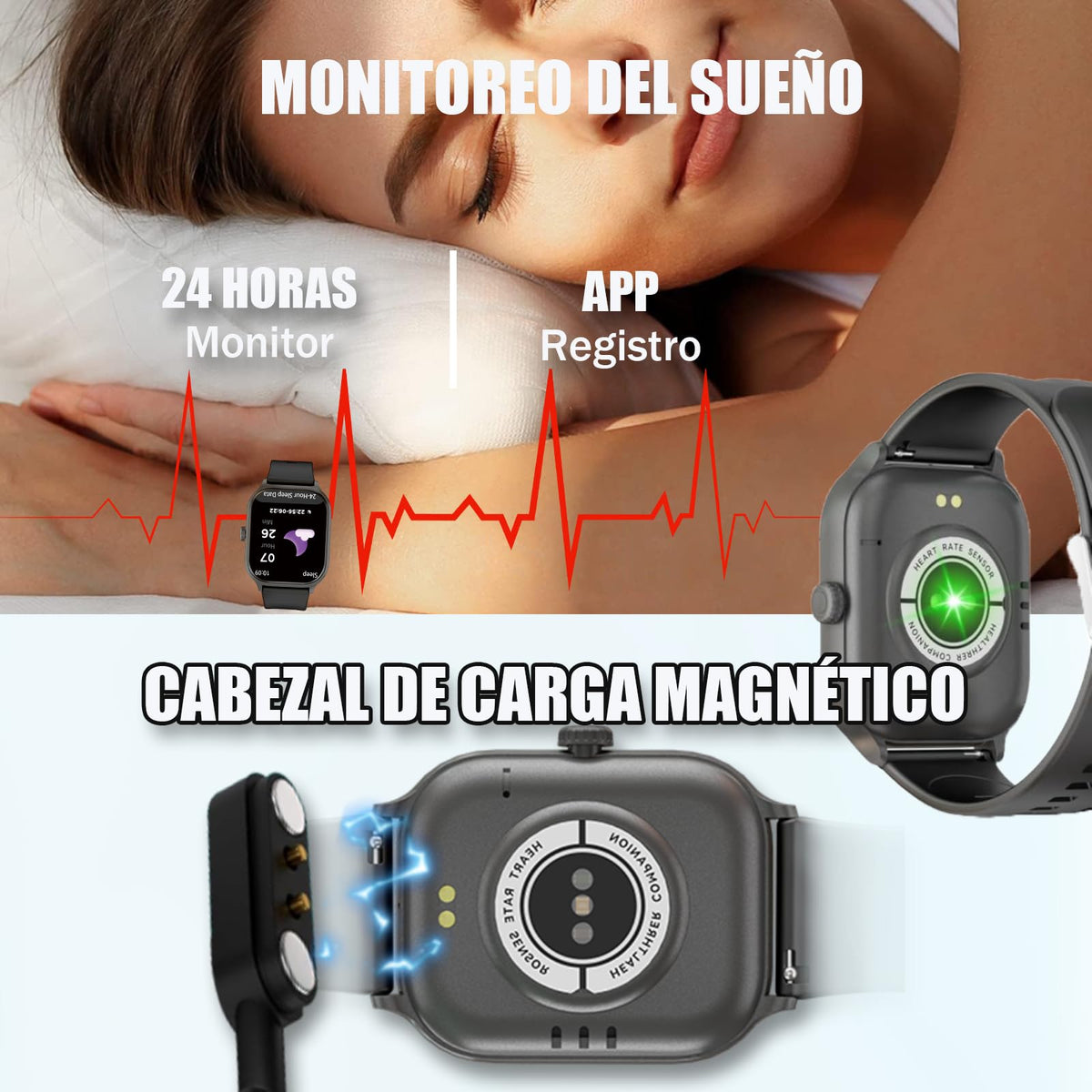 Reloj Inteligente IPOIUIYP Bluetooth 2.01 Pulgadas IP68 Deportivo para Mujer