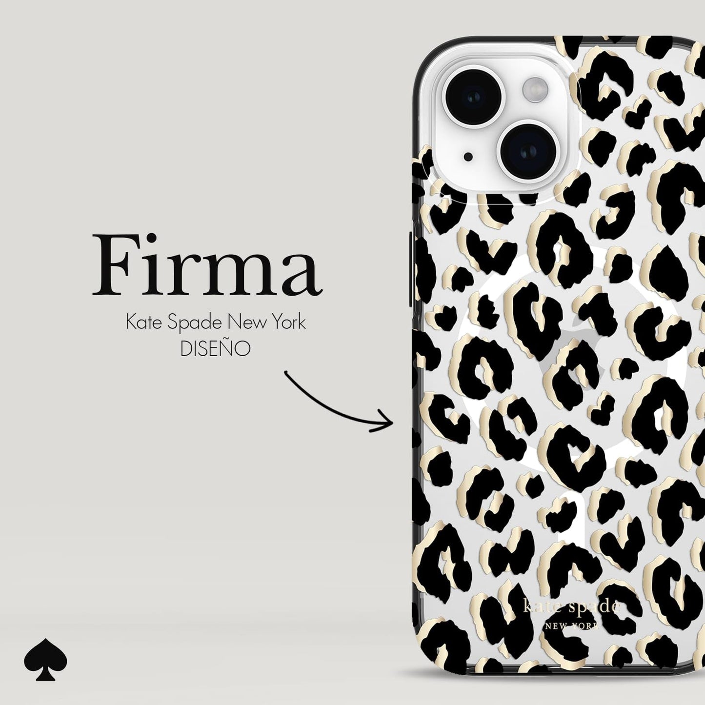 kate spade new york - Funda para iPhone 15/14 / 13, Compatible con MagSafe - Ciudad Leopardo Negro