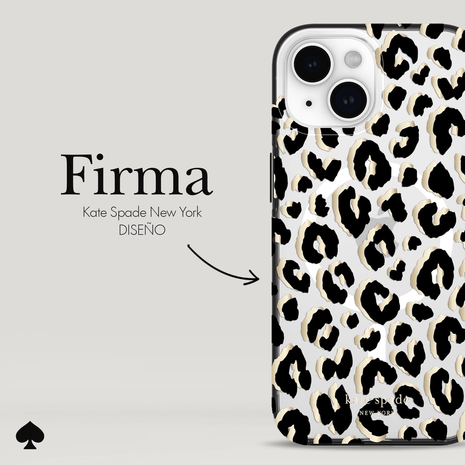 kate spade new york - Funda para iPhone 15/14 / 13, Compatible con MagSafe - Ciudad Leopardo Negro