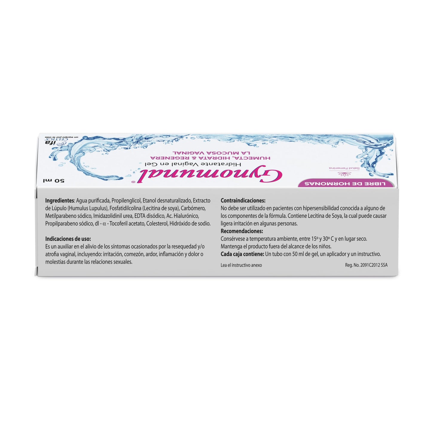 Gynomunal Gel Para Resequedad Vaginal - Tubo con 50 ml de gel con aplicador de 2.5 ml.
