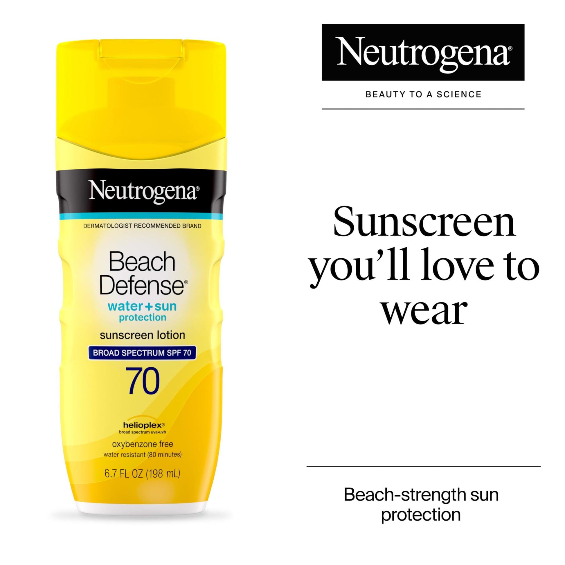 Bloqueador Solar Neutrógena Solar Beach Defense 70 SPF Resistente al Agua para Pieles Grasas y Mixtas