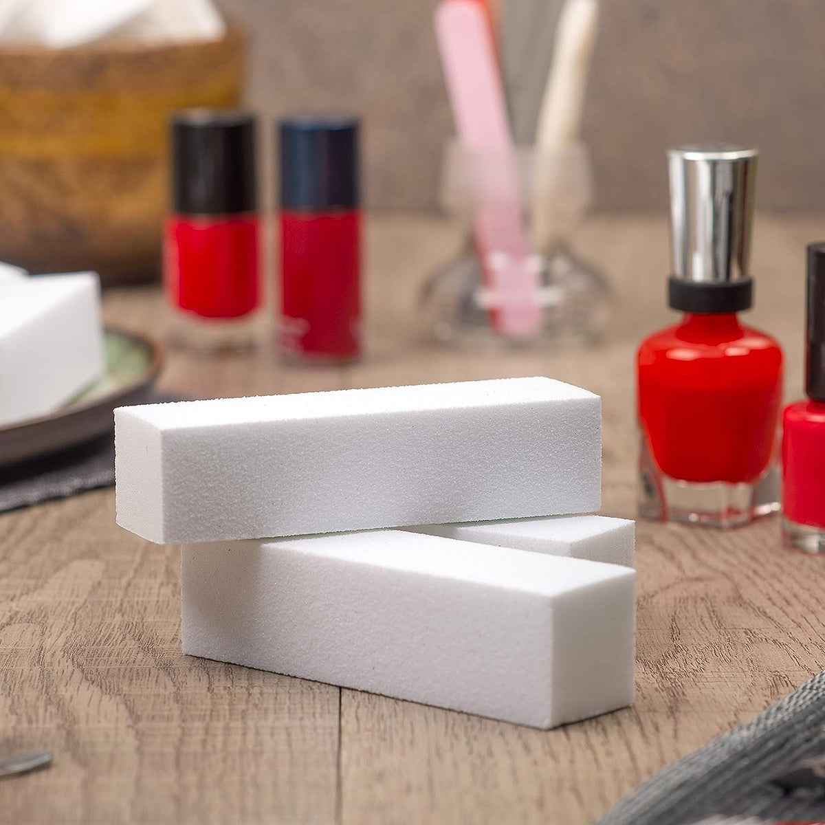 Red Ember 10 unidades de bloques de uñas profesionales | Lima de uñas Bloque de lijado de 4 vías para manicura y pedicura, herramientas de manicura y tampón para manicura juego de herramientas (blanco