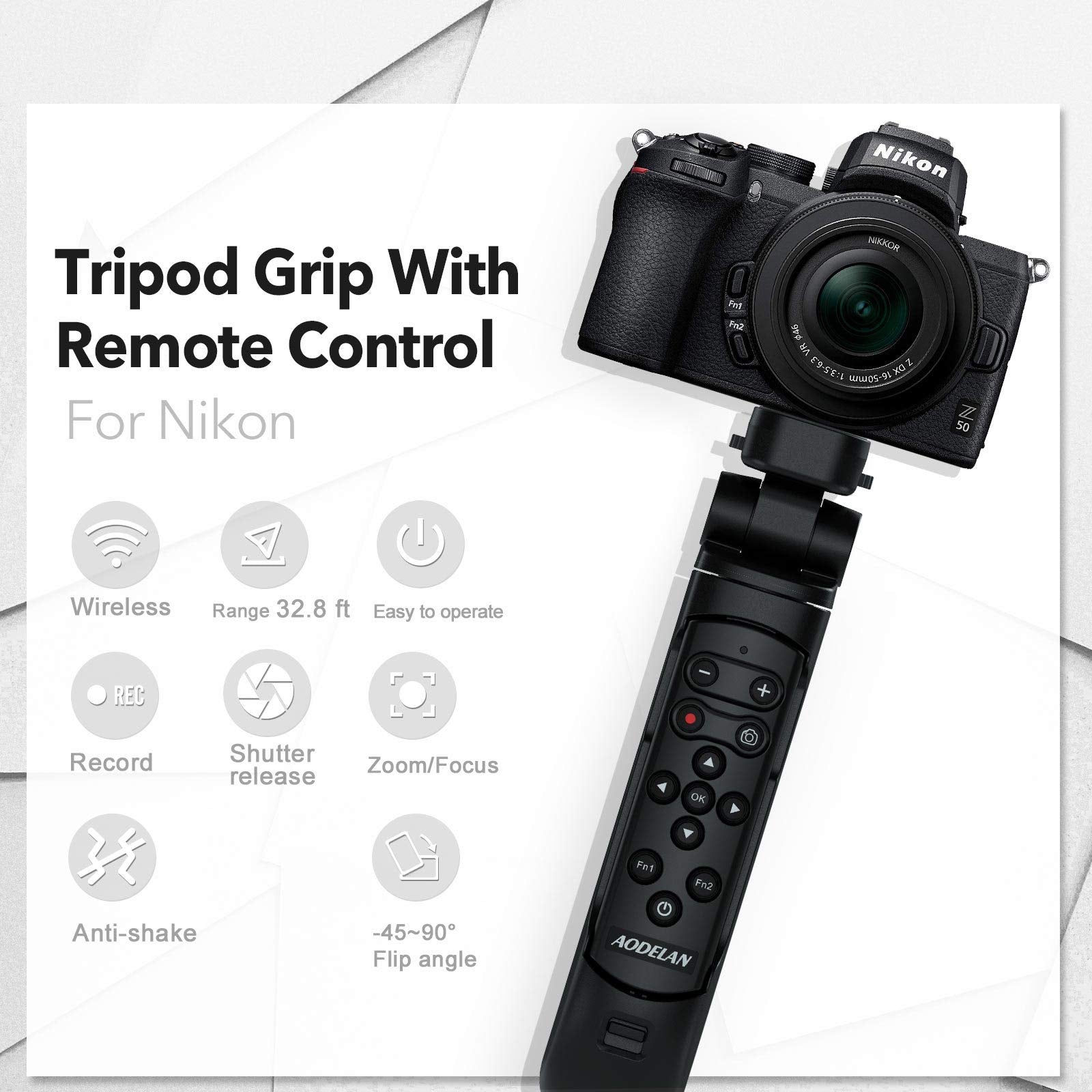 AODELAN - Trípode de agarre para cámara, mini agarre de mano, trípodes de viaje con control remoto inalámbrico para Nikon Z fc COOLPIX P1000 P950 B600 A1000 Z50