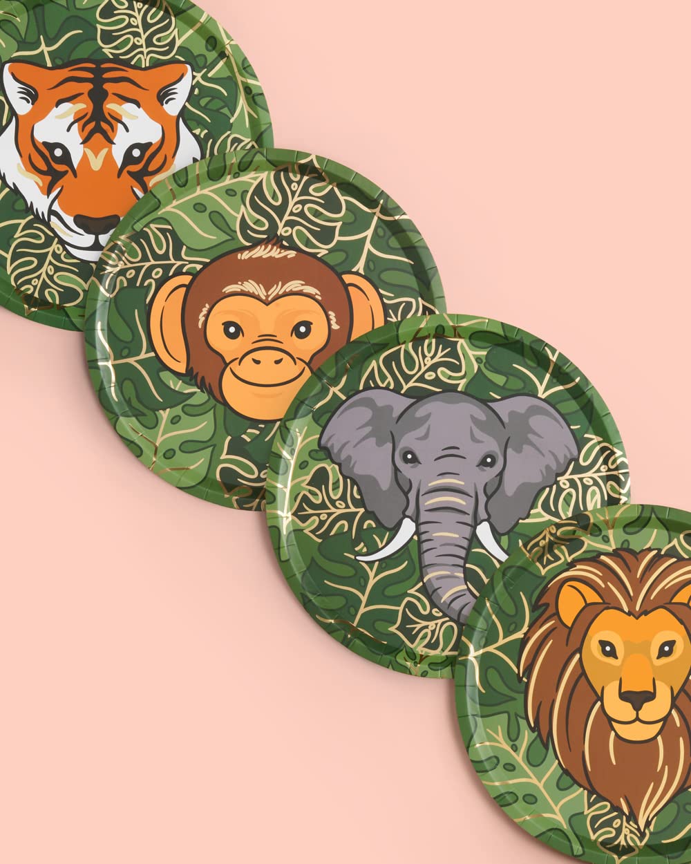 Platos de Papel xo, Fetti Jungle Dorado Safari 9 Pulgadas Paquete de 24