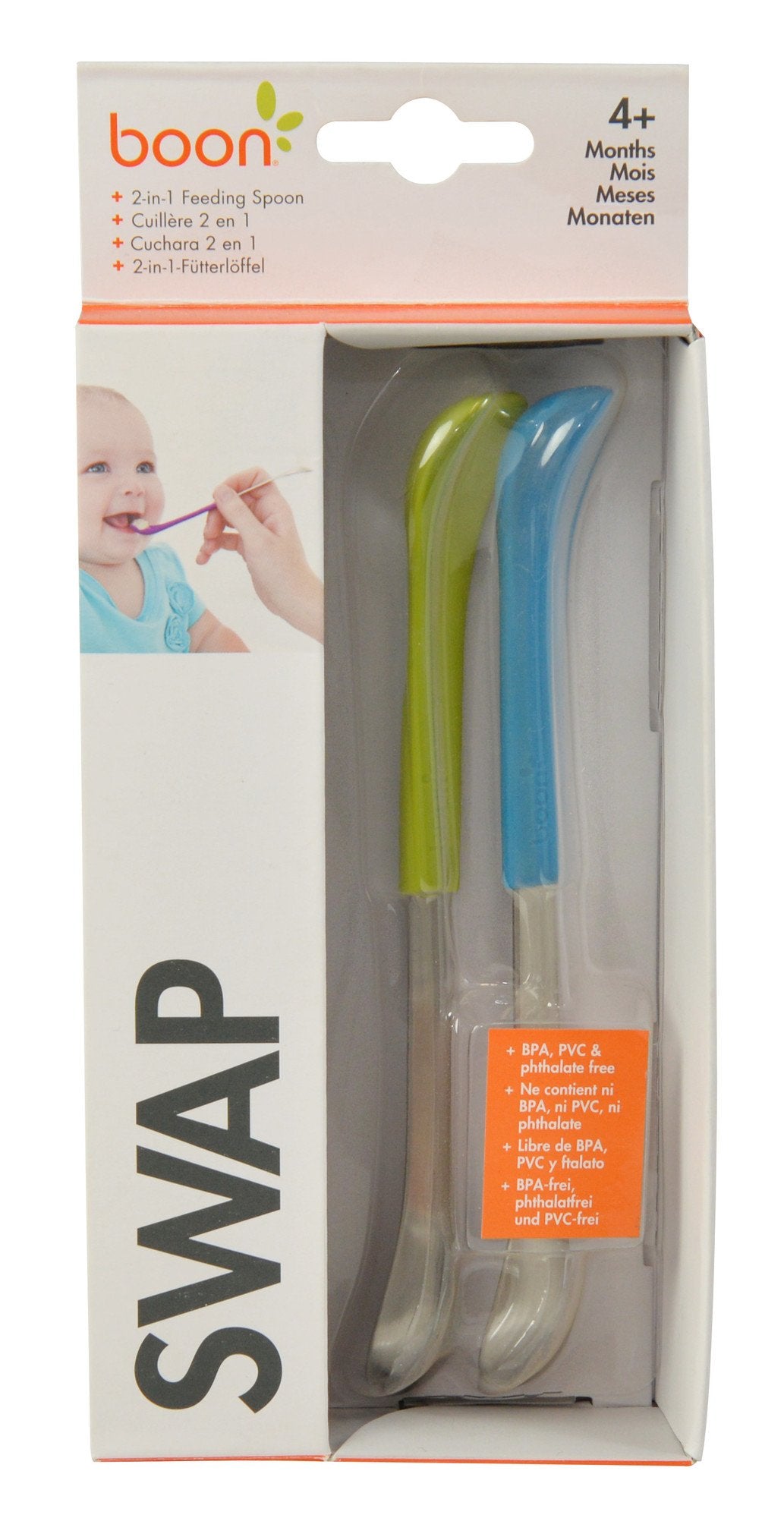 Boon Swap cuchara de alimentación 2 en 1, Azul/Verde
