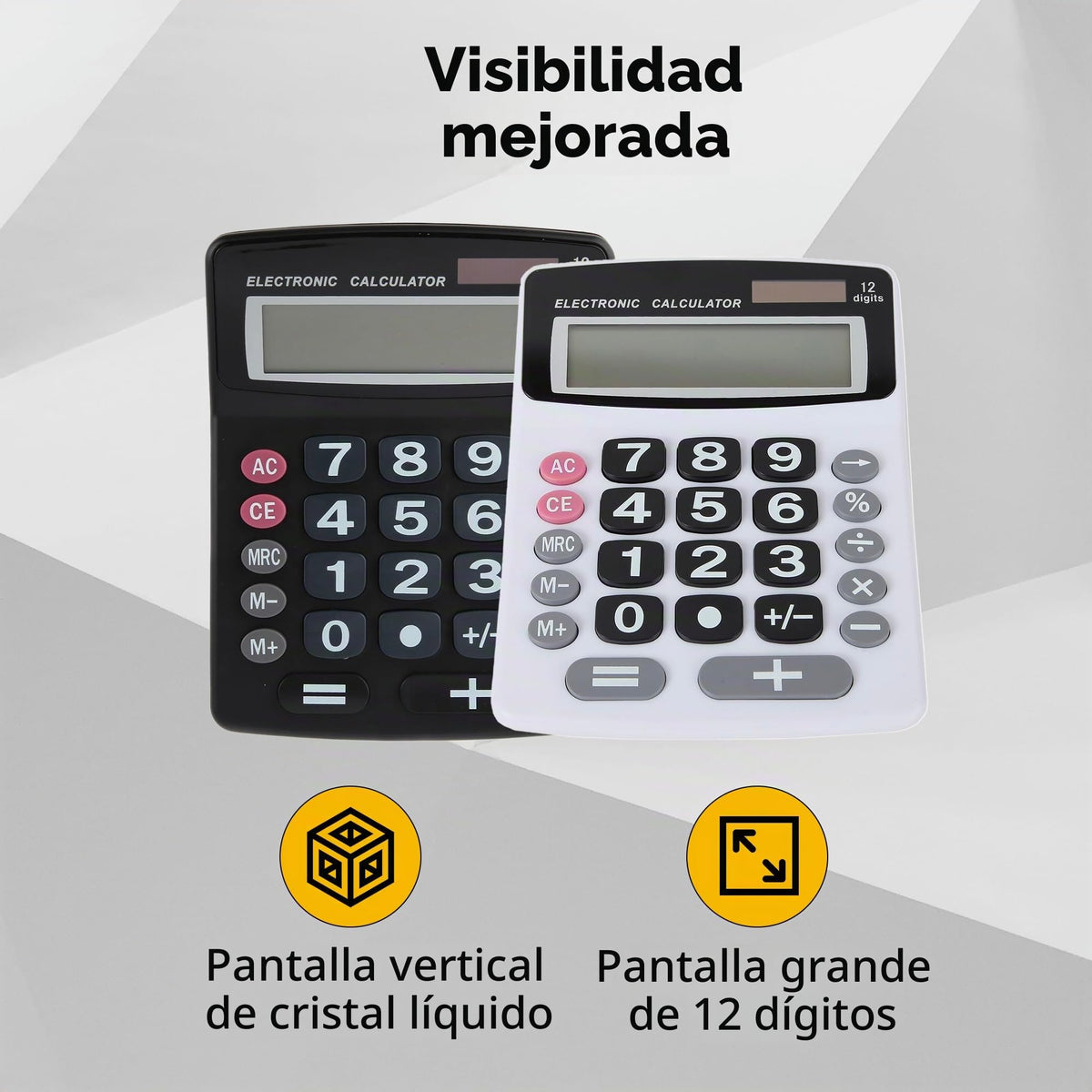Calculadora de Computadora Lily' Home Jumbo Negro con Visor LCD Grande y Doble Potencia Solar