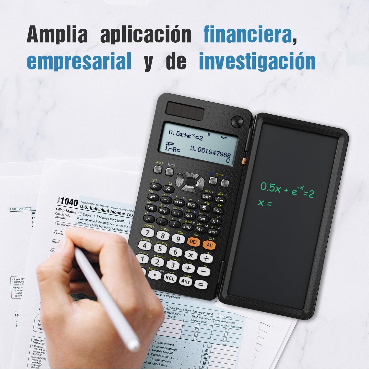 Calculadora Científica ROATEE Multivista 4 Líneas con Tablet de Escritura LCD Borrable Energía Solar para Escuelas y Empresas