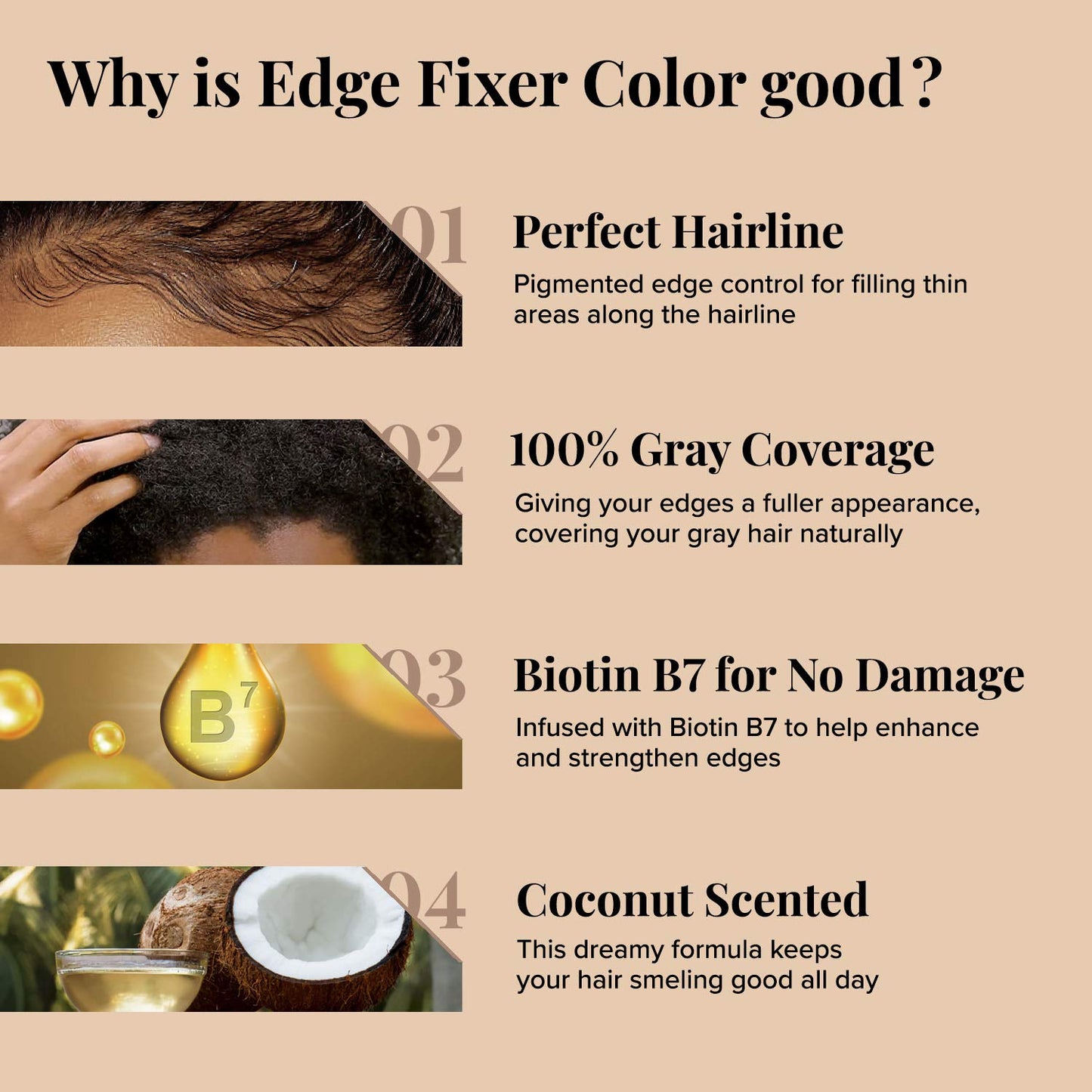 KISS Edge Fixer Color 24 HR Max Hold & 100% Cobertura Gris 30 ml (1.01 US fl.oz) Negro Natural