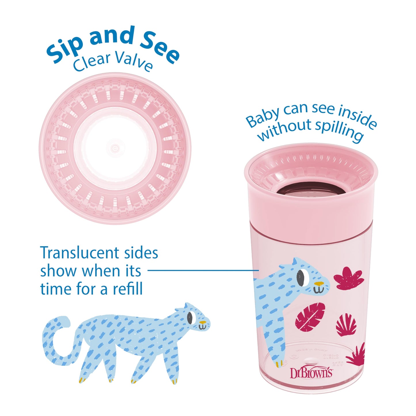 Dr. Brown's Milestones™ Cheers360™ Cup, rosa, 10 onzas