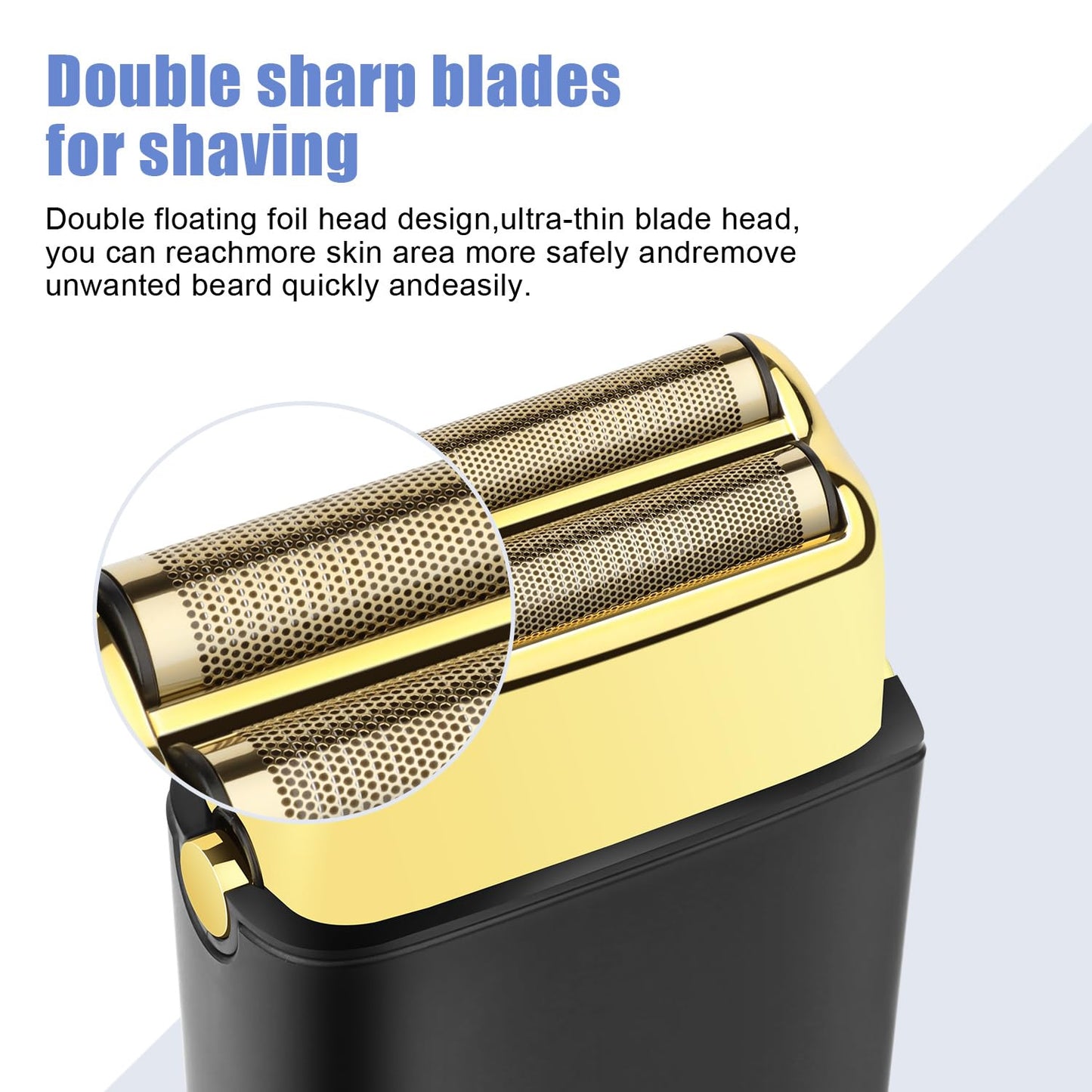 HIENA PRO Afeitadora de Lámina para Hombre Barbero, Doble Cortadora Eléctrica de Lámina, Maquinilla de Afeitar Eléctrica Profesional, Afeitadora Cerrada, Recargable Inalámbrica Con Usb, Oro Negro