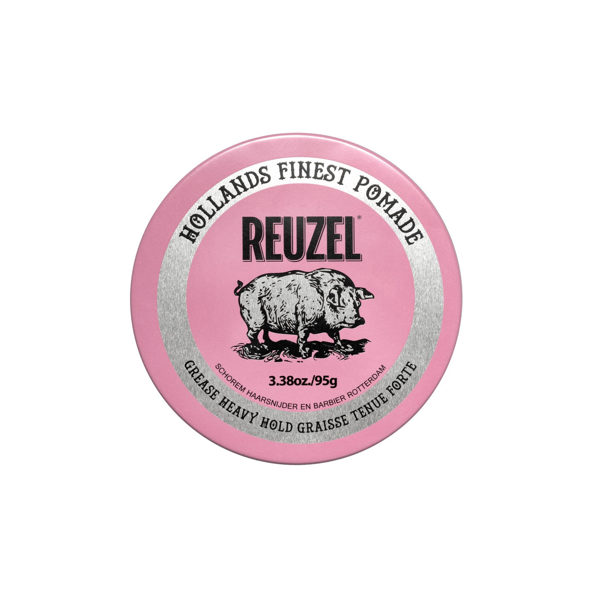 Reuzel Pink Pomade Grease 95 g Pomada para Cabello Base Aceite, Fijación Fuerte, Brillo Medio, Ideal para Cabello Grueso y Rizado