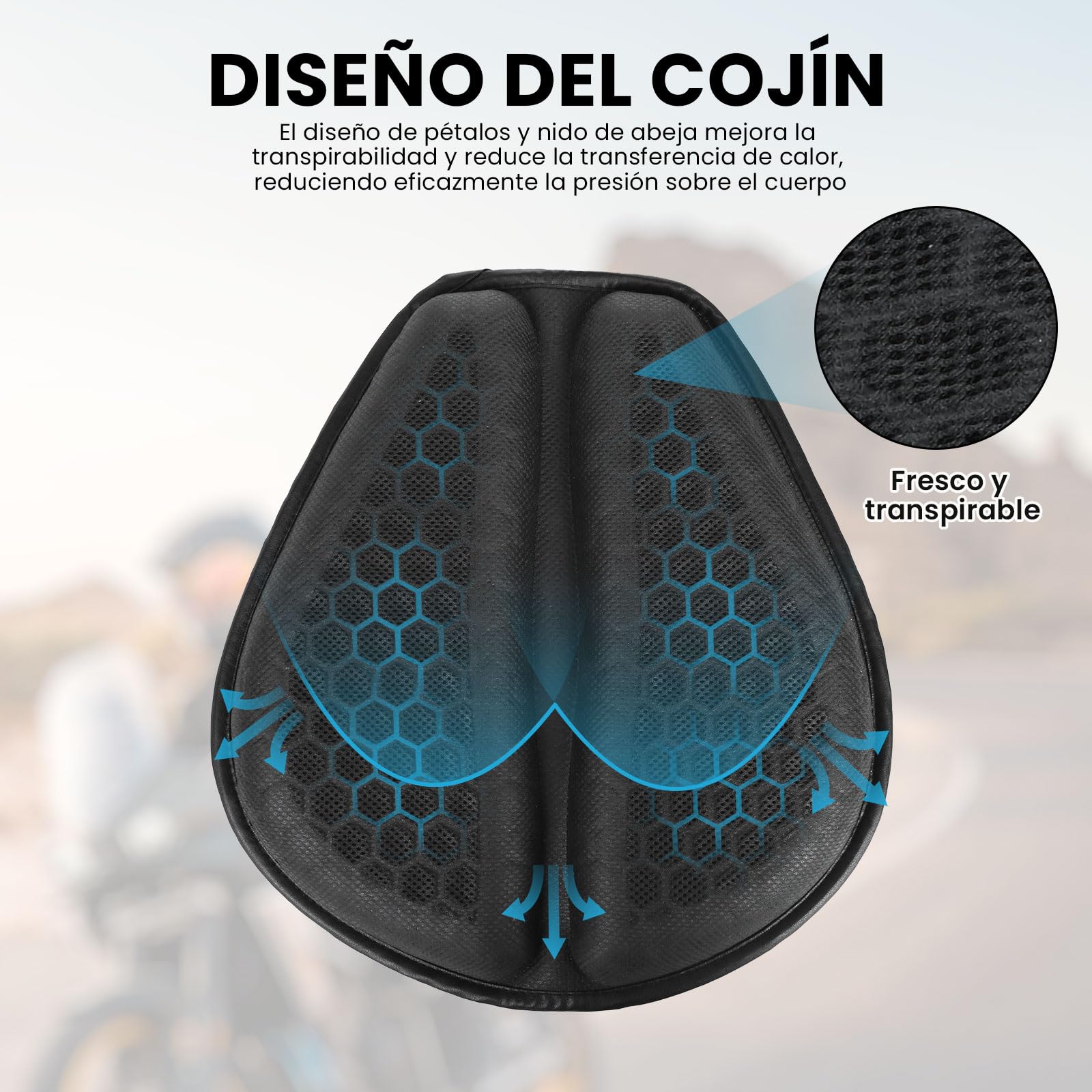 Kayoosi Cojín de Asiento de 3D, Material de Gel de Alta Elasticidad, Absorción de Impactos, Cómodo y Transpirable
