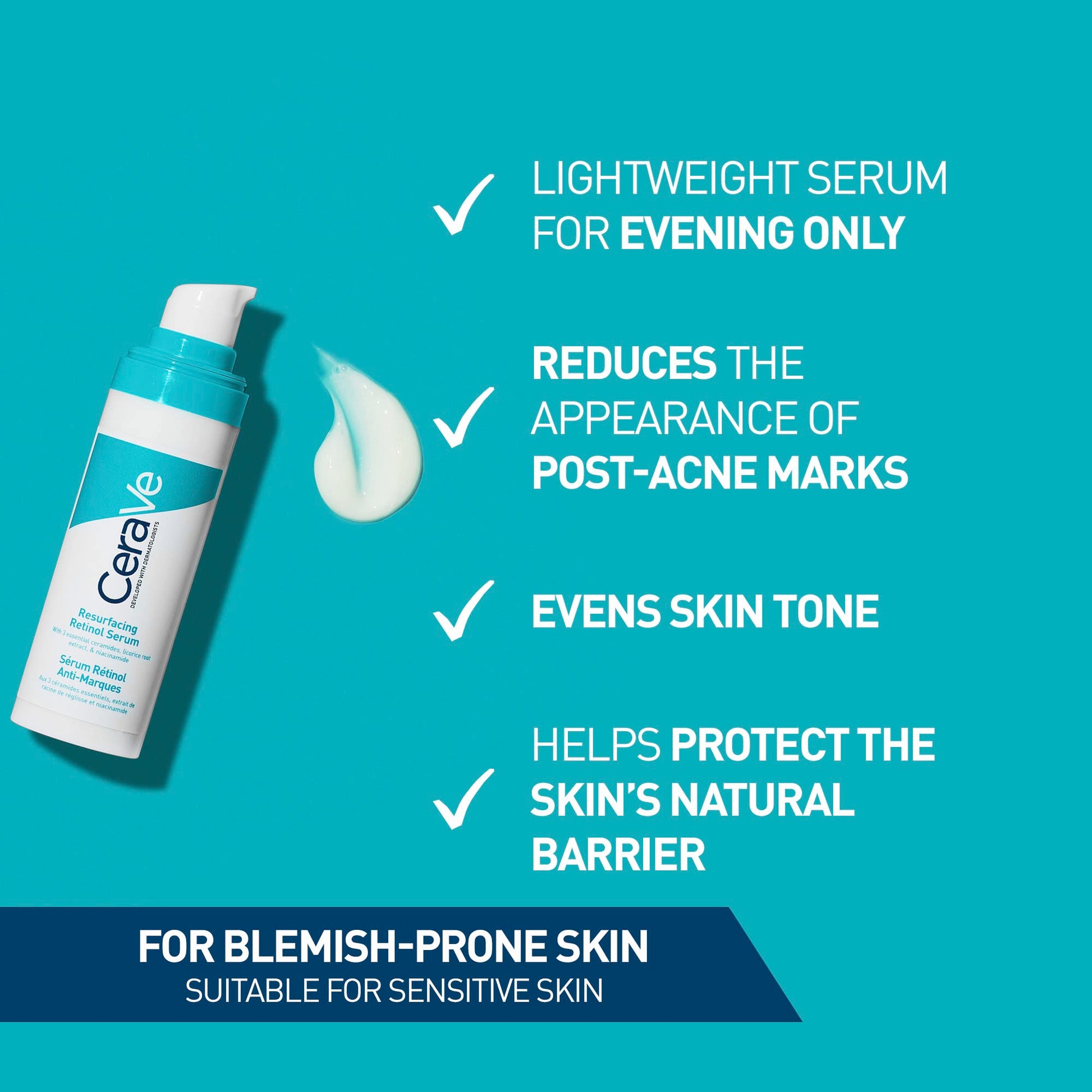 Cerave Serum Retinol Anti-Marcas Para Piel Grasa o Acne, 30ml