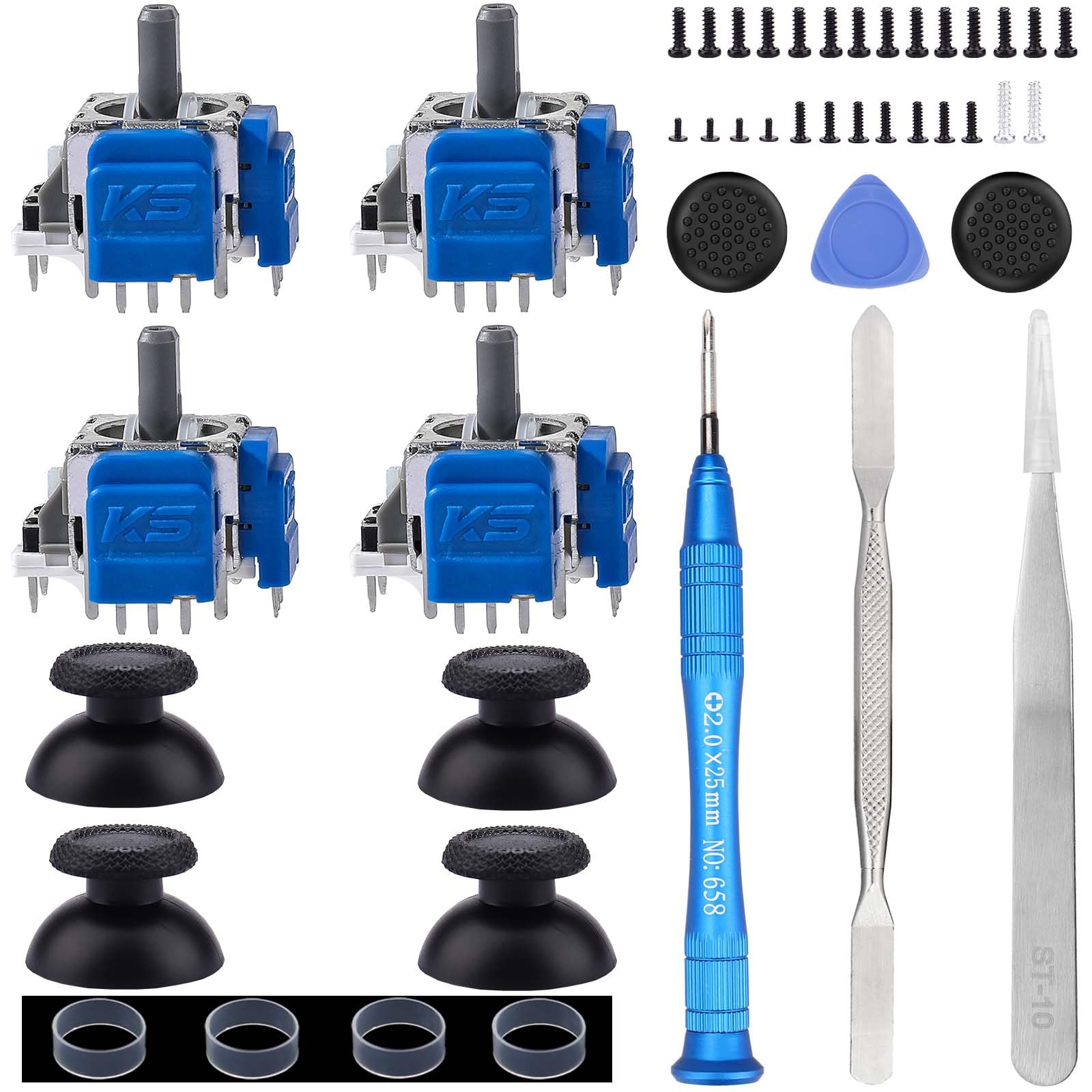 Ikpek 4 Pack Joysticks for DualSense PS5 TMR Electromagnetic Joystick Replacement for Sony PlayStation 5 PS5 Controller Anti-Drift Sticks with Repair Accessories Parts