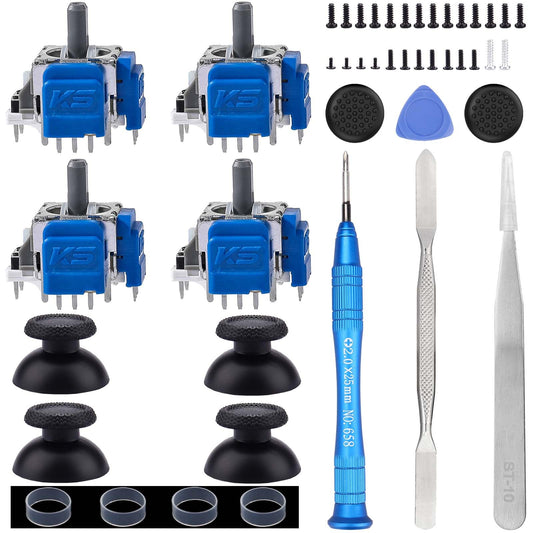 Ikpek 4 Pack Joysticks for DualSense PS5 TMR Electromagnetic Joystick Replacement for Sony PlayStation 5 PS5 Controller Anti-Drift Sticks with Repair Accessories Parts