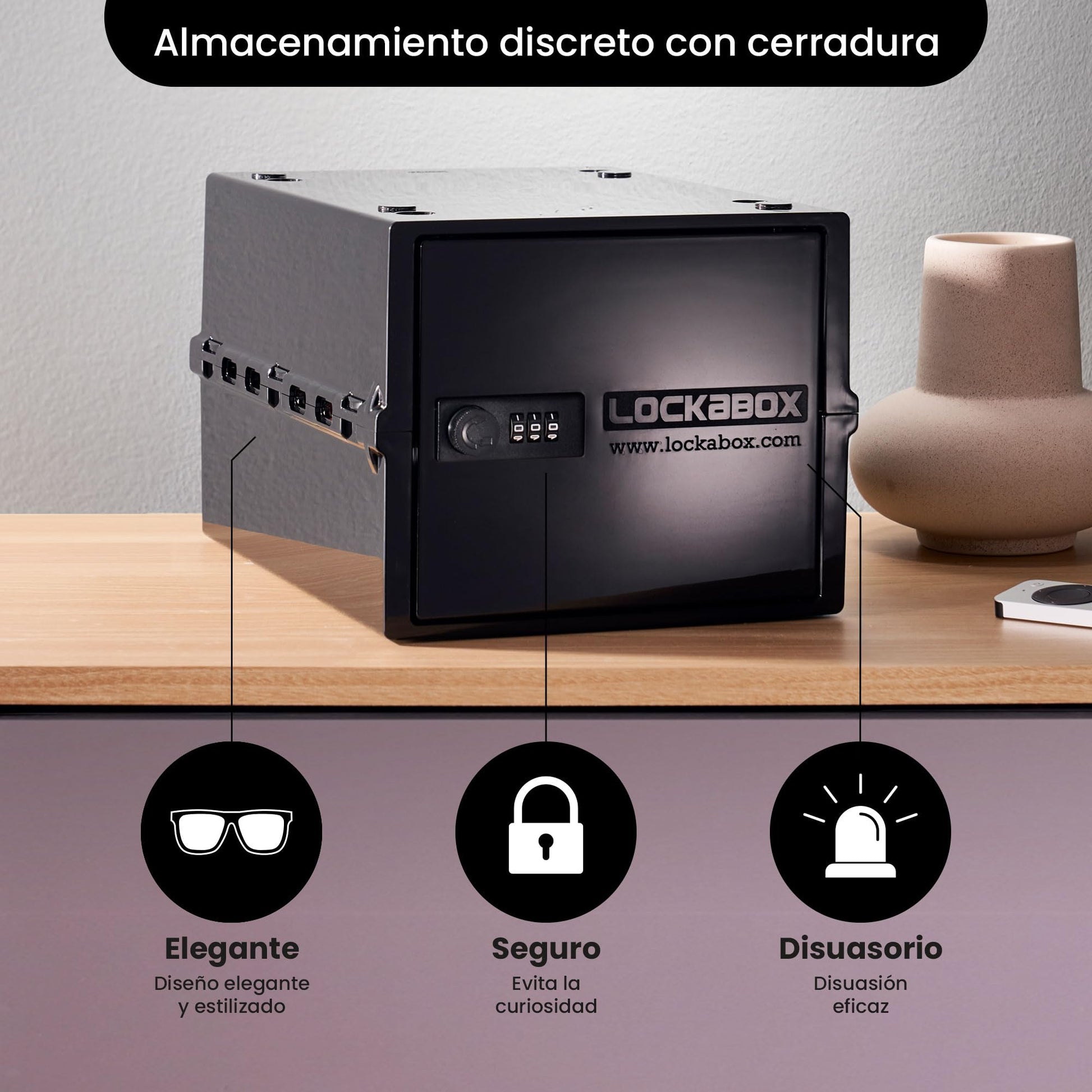 Lockabox One™ | Caja de seguridad compacta e higiénica para alimentos, medicinas y seguridad en el hogar (Jet)