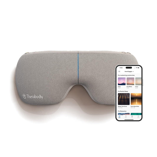 SmartGoggles by Therabody, dispositivo de masaje facial portátil, anteojos de vibración habilitados para Bluetooth, 3 modos personalizados para el bienestar corporal, incluyendo SmartRelax con tecnología SmartSense