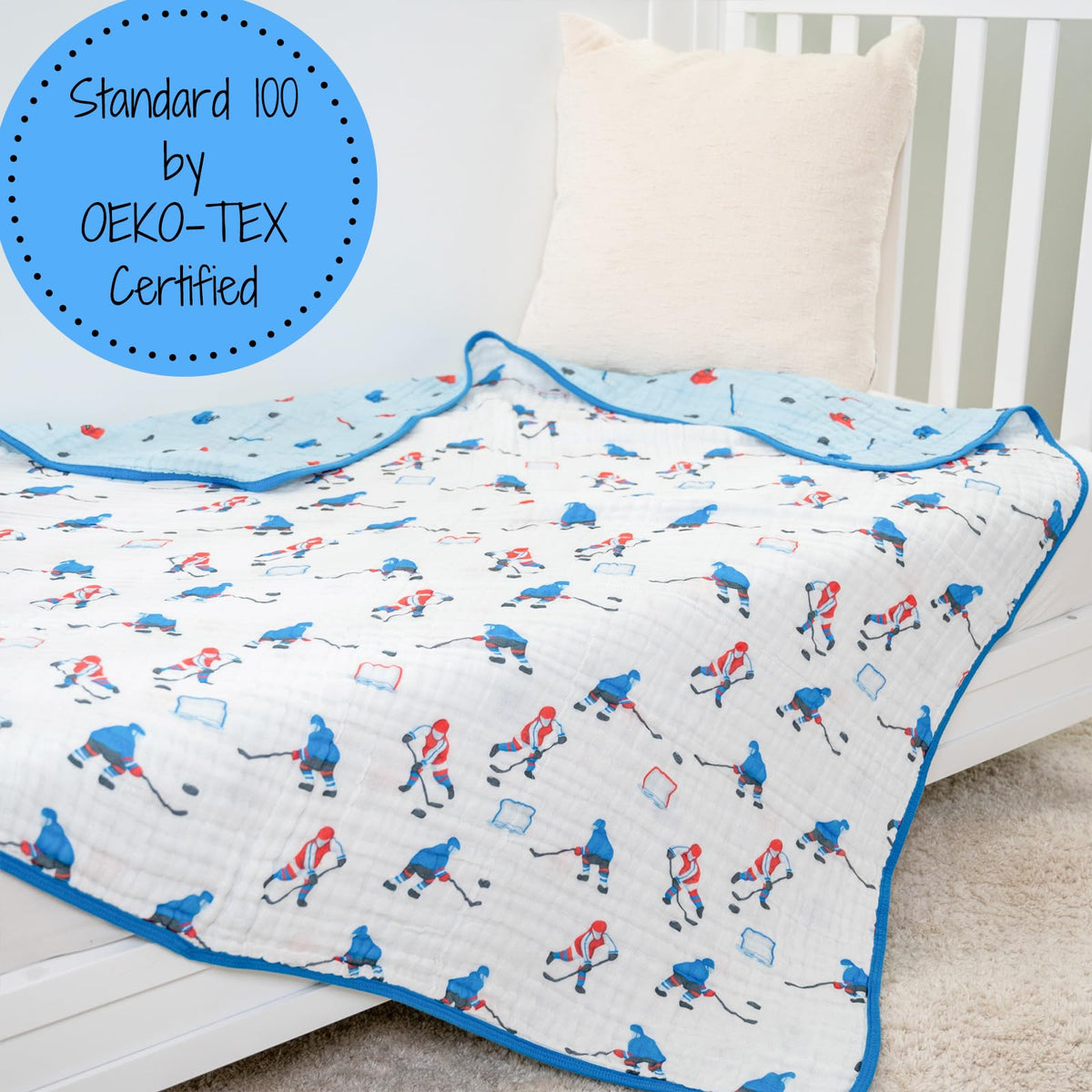 LollyBanks - Manta de muselina 100% algodón orgánico, colcha de muselina ligera, 6 capas para bebé, 47 x 47 pulgadas, manta de muselina para niños, mantas de recepción de guardería (estampado de
