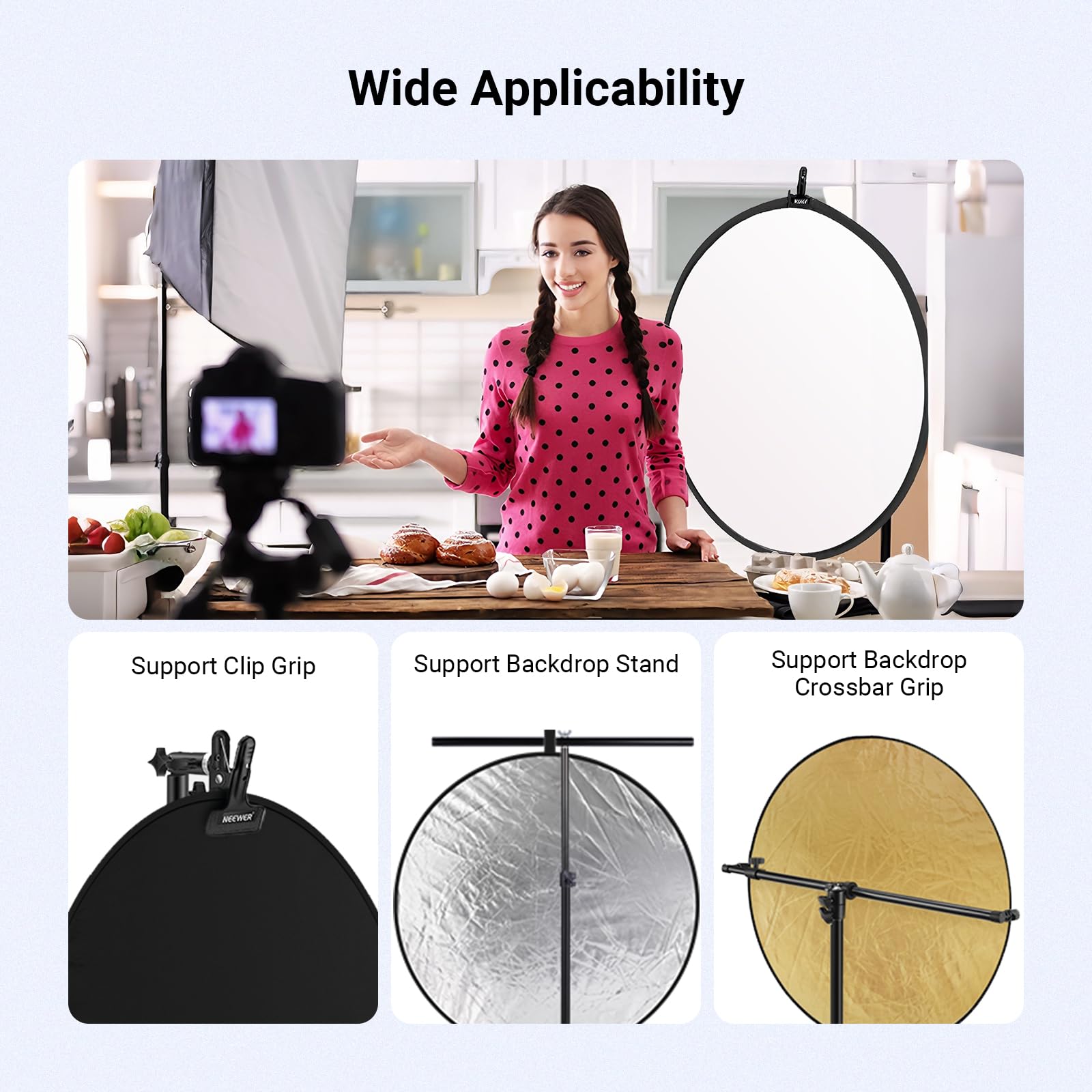 Neewer 43 pulgadas / 110 cm Kit de 5 en 1 Reflector Redondo Plegable Transparente con Funda para Estudio Iluminación Retrato