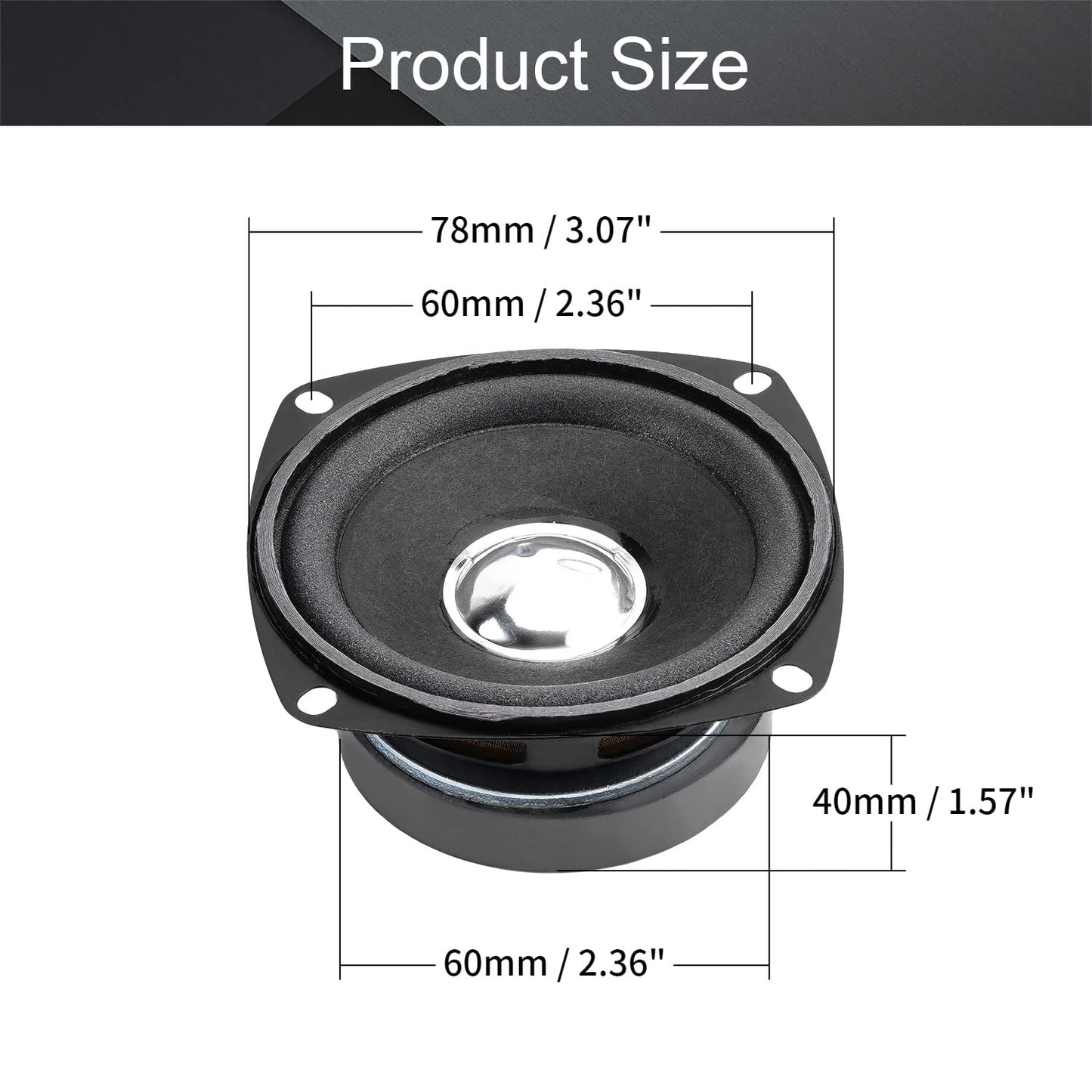Fielect - Altavoz Magnético Externo, 20 W, 8 Ohm, 78 mm de Diámetro