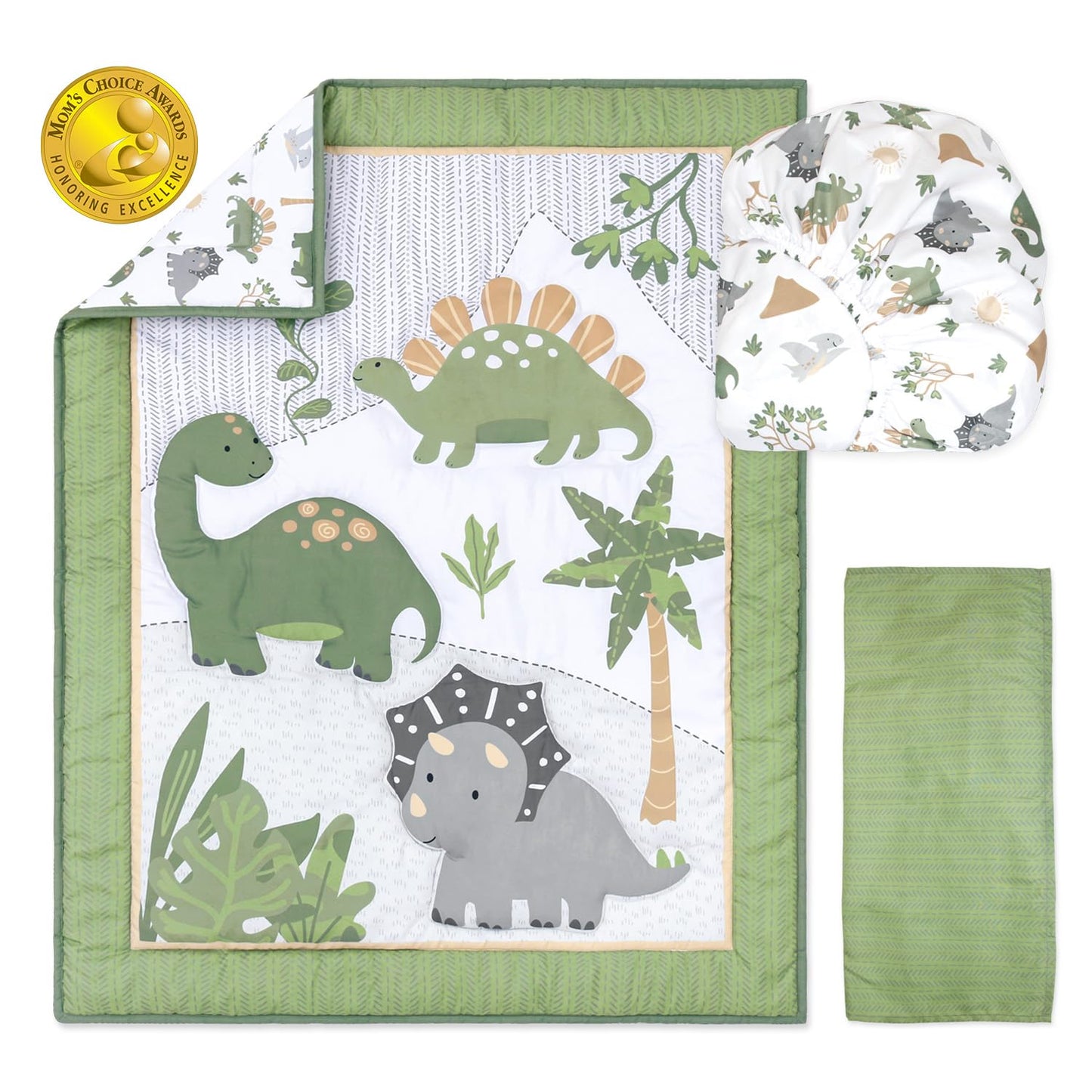 El juego de ropa de cama para cuna de 3 piezas The Peanutshell para niños - Decoración de guardería para recién nacidos, bebés y niños pequeños con sábana ajustable para cuna, edredón con volante