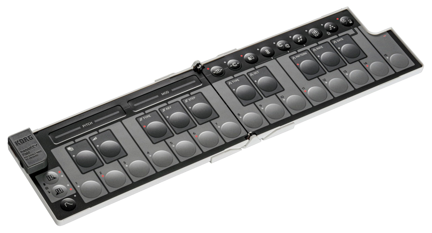 Korg NanoKEY Fold - Controlador de teclado MIDI plegable de 25 teclas con USB-C y TRS-MIDI - Blanco