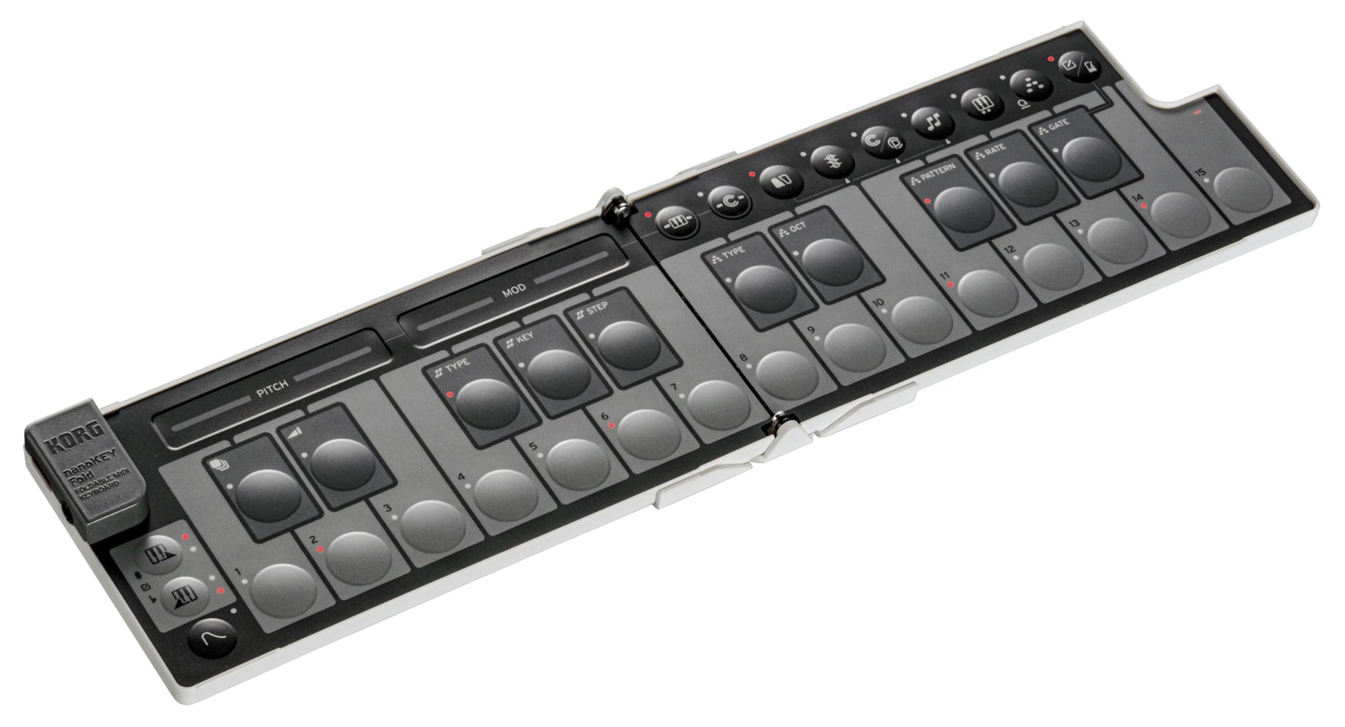 Korg NanoKEY Fold - Controlador de teclado MIDI plegable de 25 teclas con USB-C y TRS-MIDI - Blanco