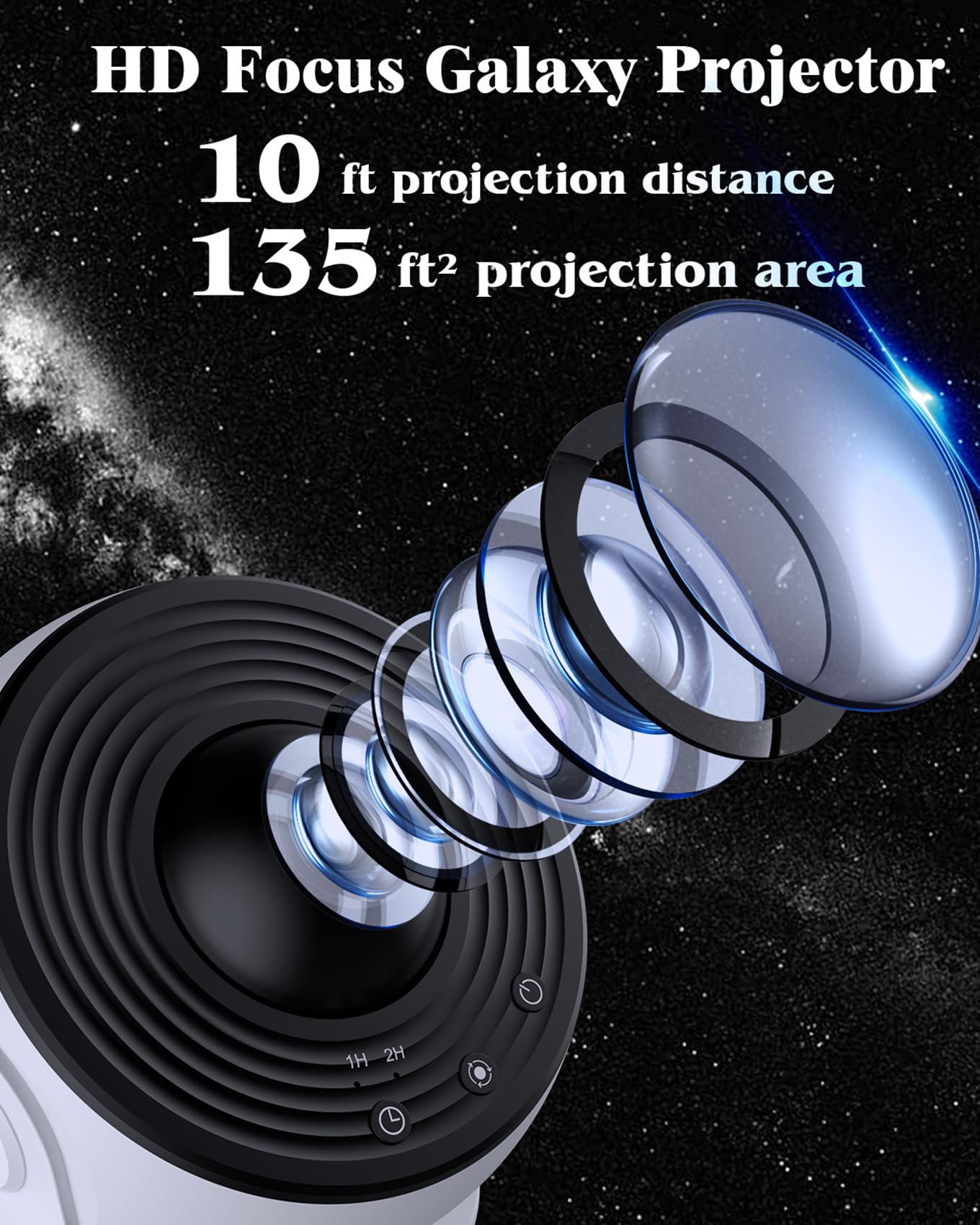 Proyector de planetario para recámara, proyector de estrella 13 en 1, luz de galaxia, luz nocturna de techo, iluminación de humor de la vía láctea con rotación de 360° con temporizador, lámpara LED de