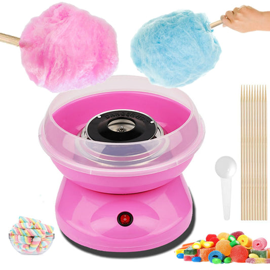 Máquina de Algodón de azucar, Mini Máquina de Algodón, Máquina de Algodón Eléctrica Portátil, con 10 Palitos de Malvavisco y Cucharas de Azúcar, para Fiestas de Cumpleaños y Eventos Familiares(Rosa)