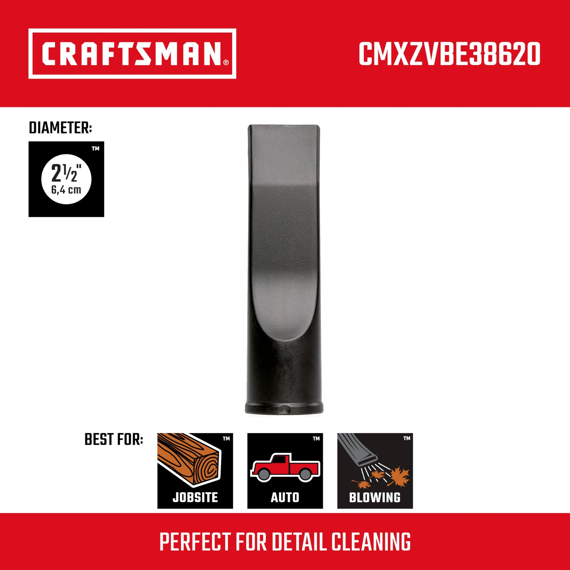 Craftsman CMXZVBE38620 2-1/2 Pulgadas. Boquilla de Coche para aspiradora húmeda/Seca