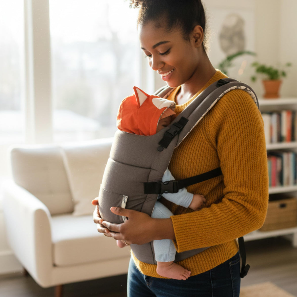 Bimbi Joy Portabebé Ergonómico Fox Trot – Cangurera para Bebé 3–36 Meses Ajustable y Mochila Ergonómica